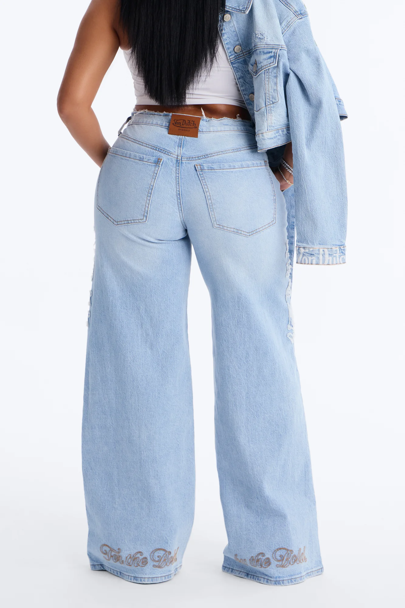 Von Dutch Fray Wide Leg Jeans - Light Wash - Image 4