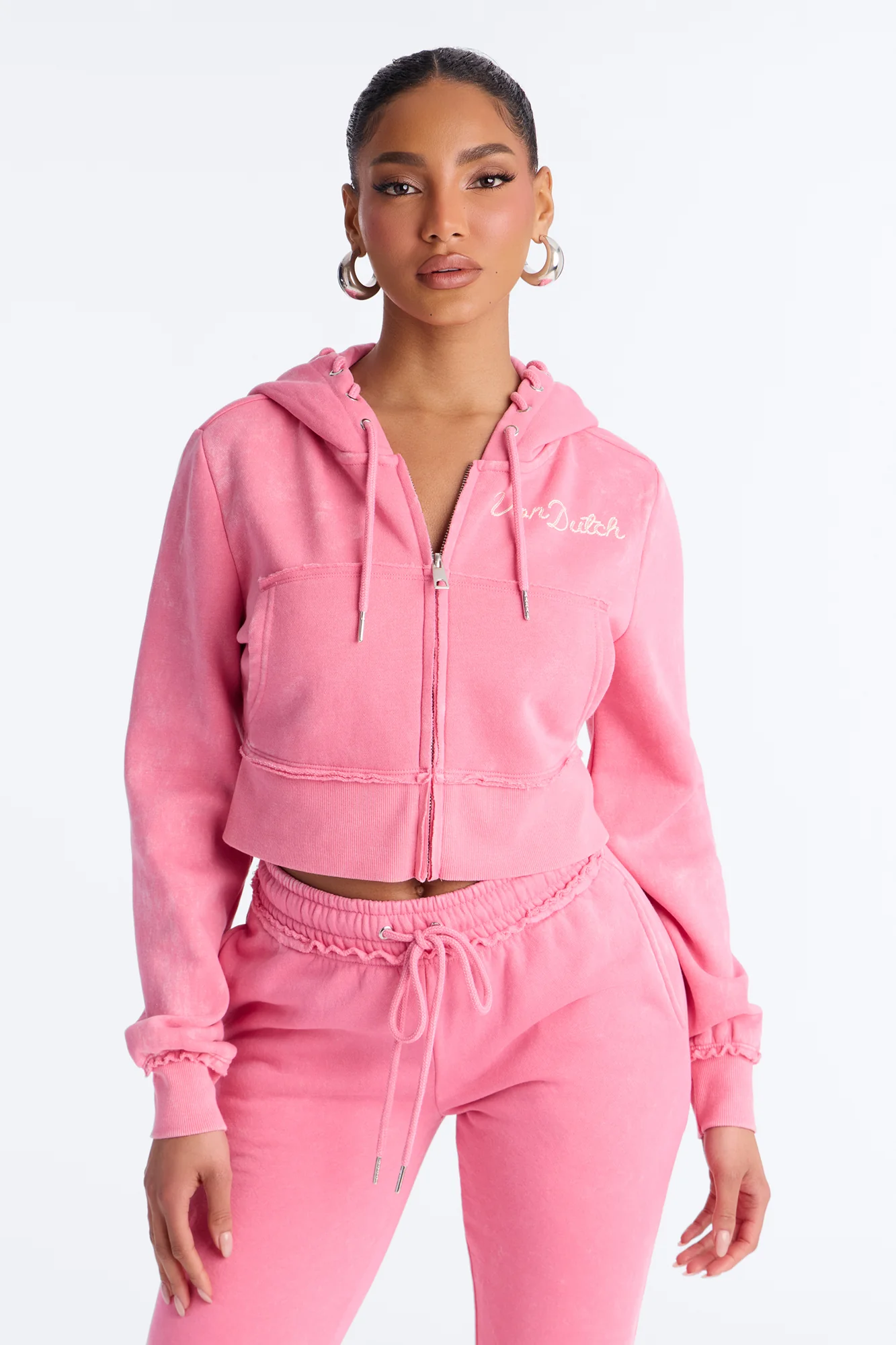 Von Dutch Hall Of Fame Washed Zip Up Sweatshirt - Pink
