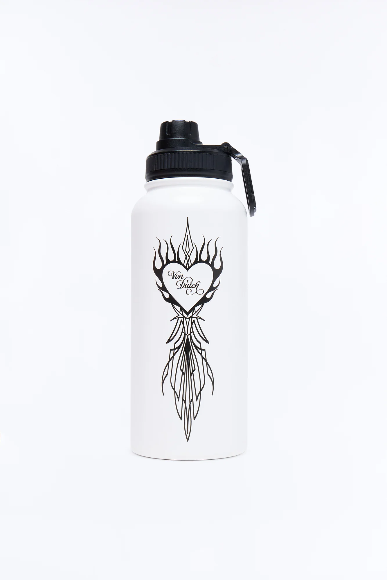 Von Dutch Heart 32 oz Stainless Steel Water Bottle - White/Black