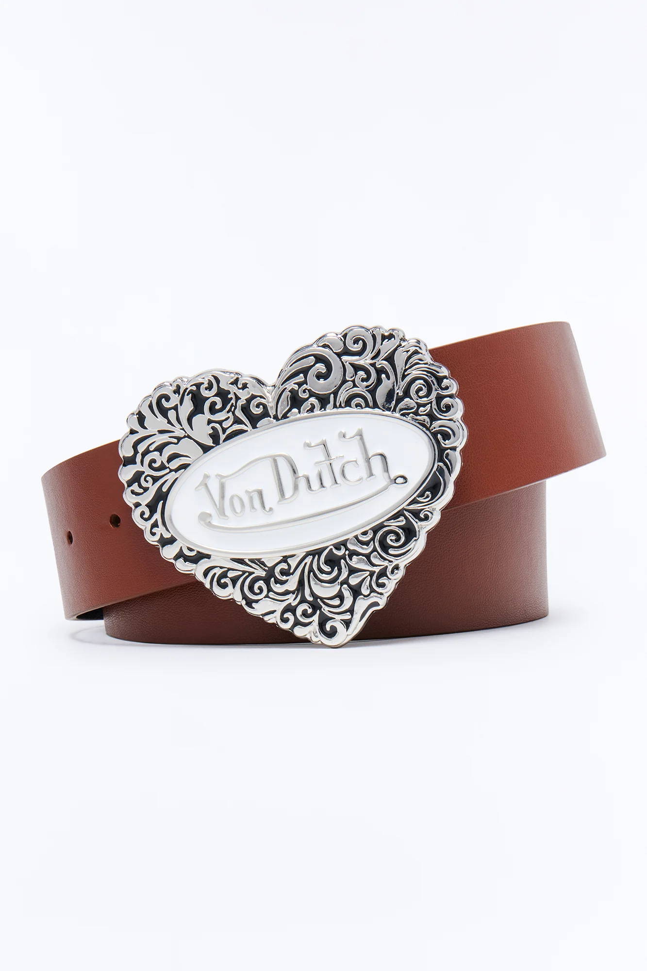 Von Dutch In Love Faux Leather Belt - Brown - Image 3