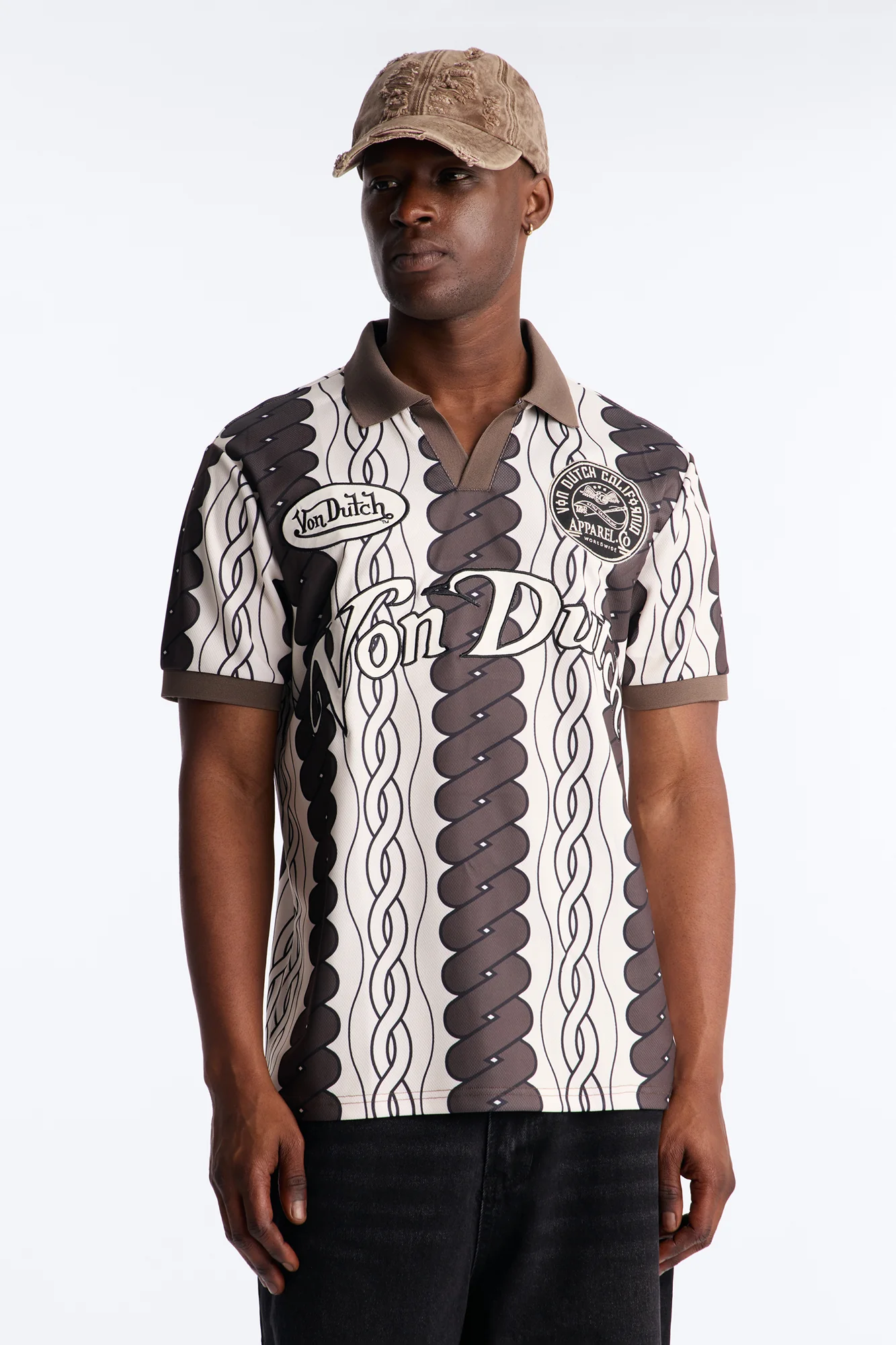 Von Dutch Johnny Collar Soccer Jersey - Chocolate