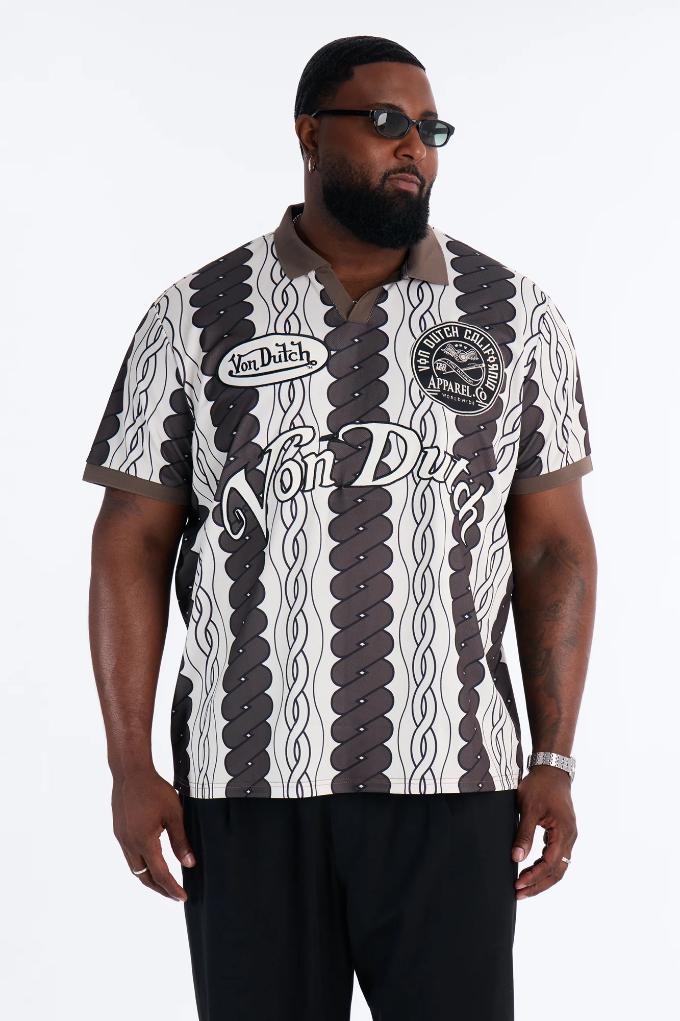 Von Dutch Johnny Collar Soccer Jersey - Chocolate - Image 5