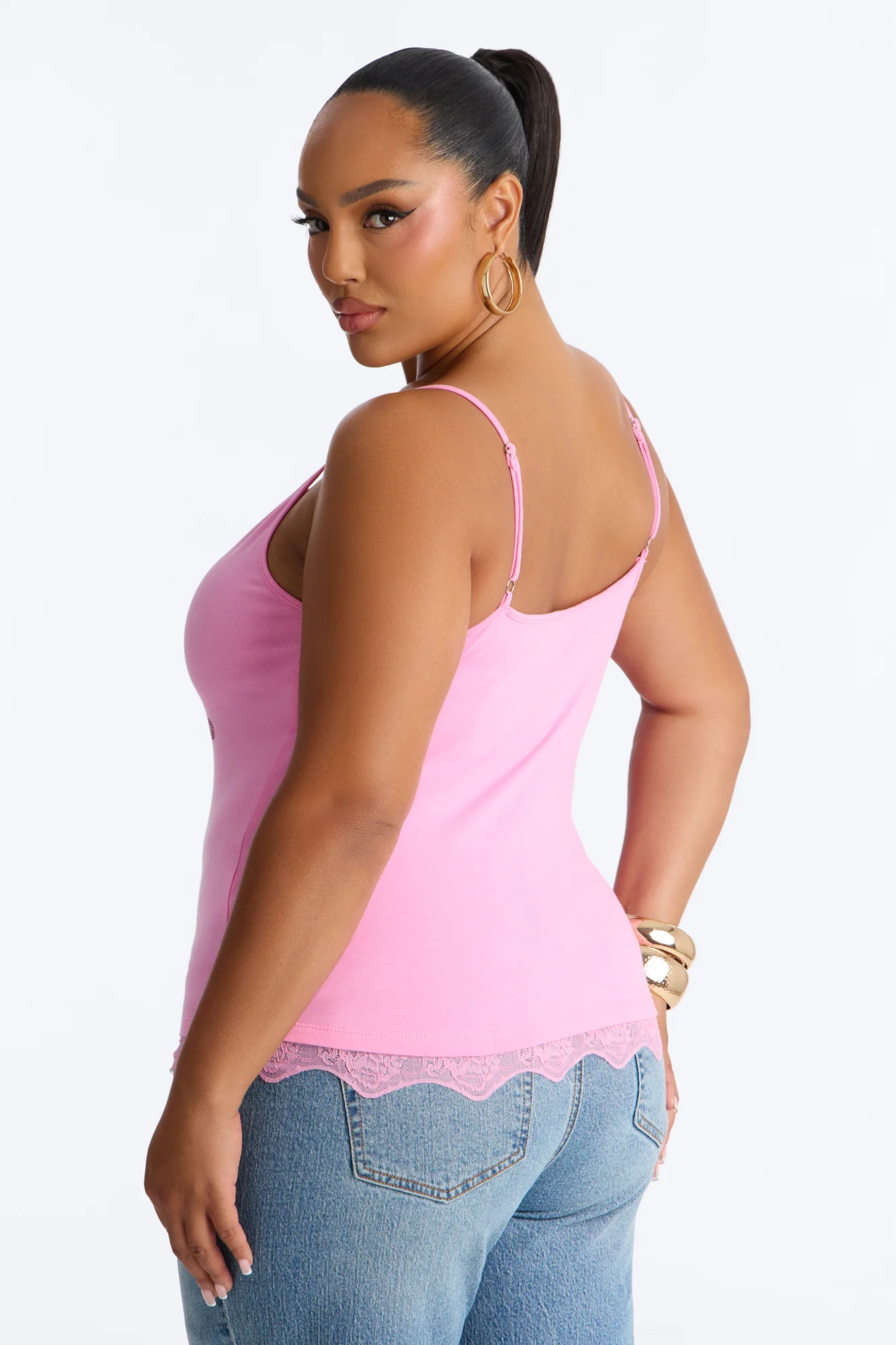 Von Dutch Lace Tank With Rhinestones - Light Pink - Image 8