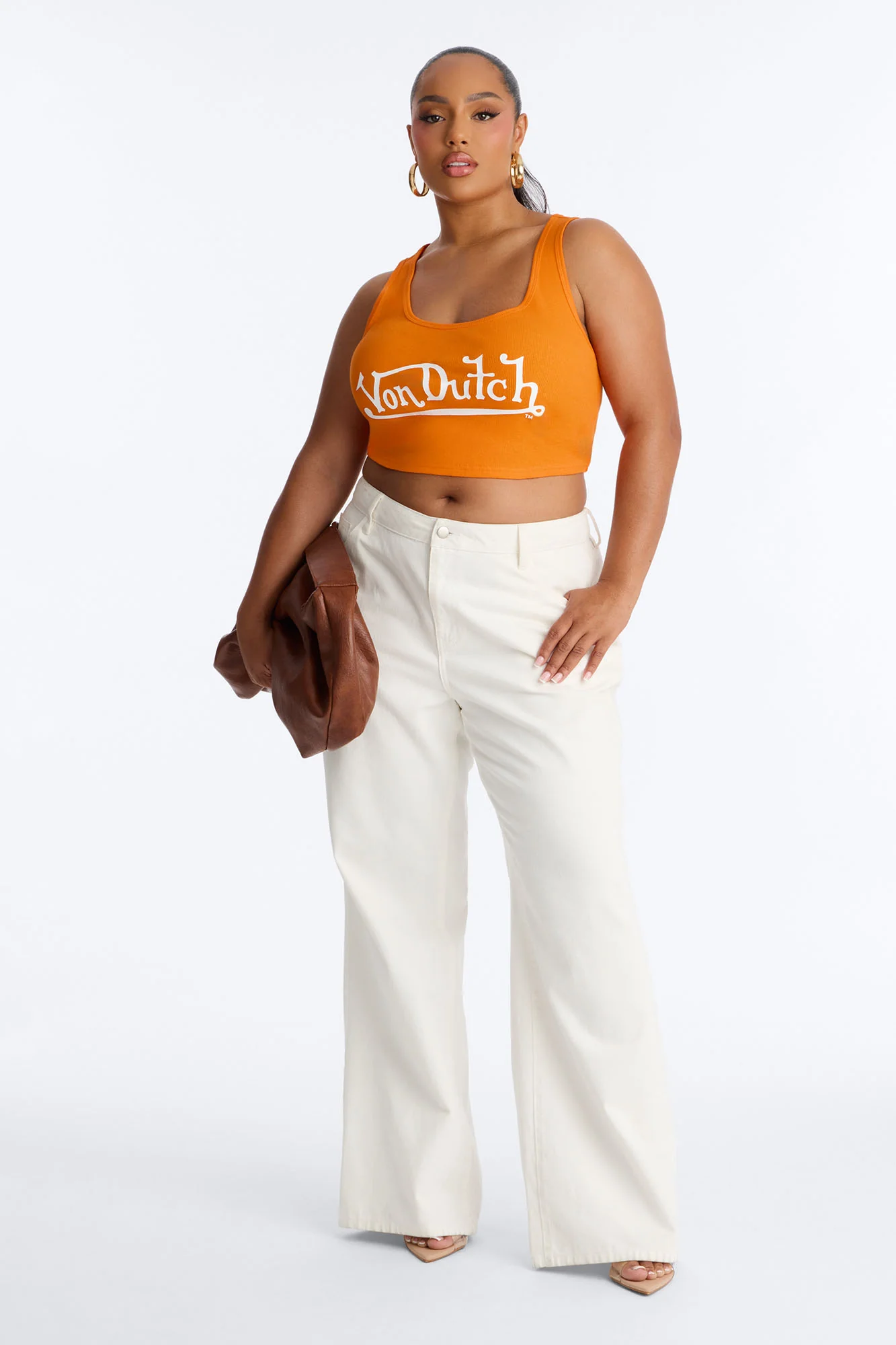Von Dutch Logo Crop Tank - Orange - Image 4