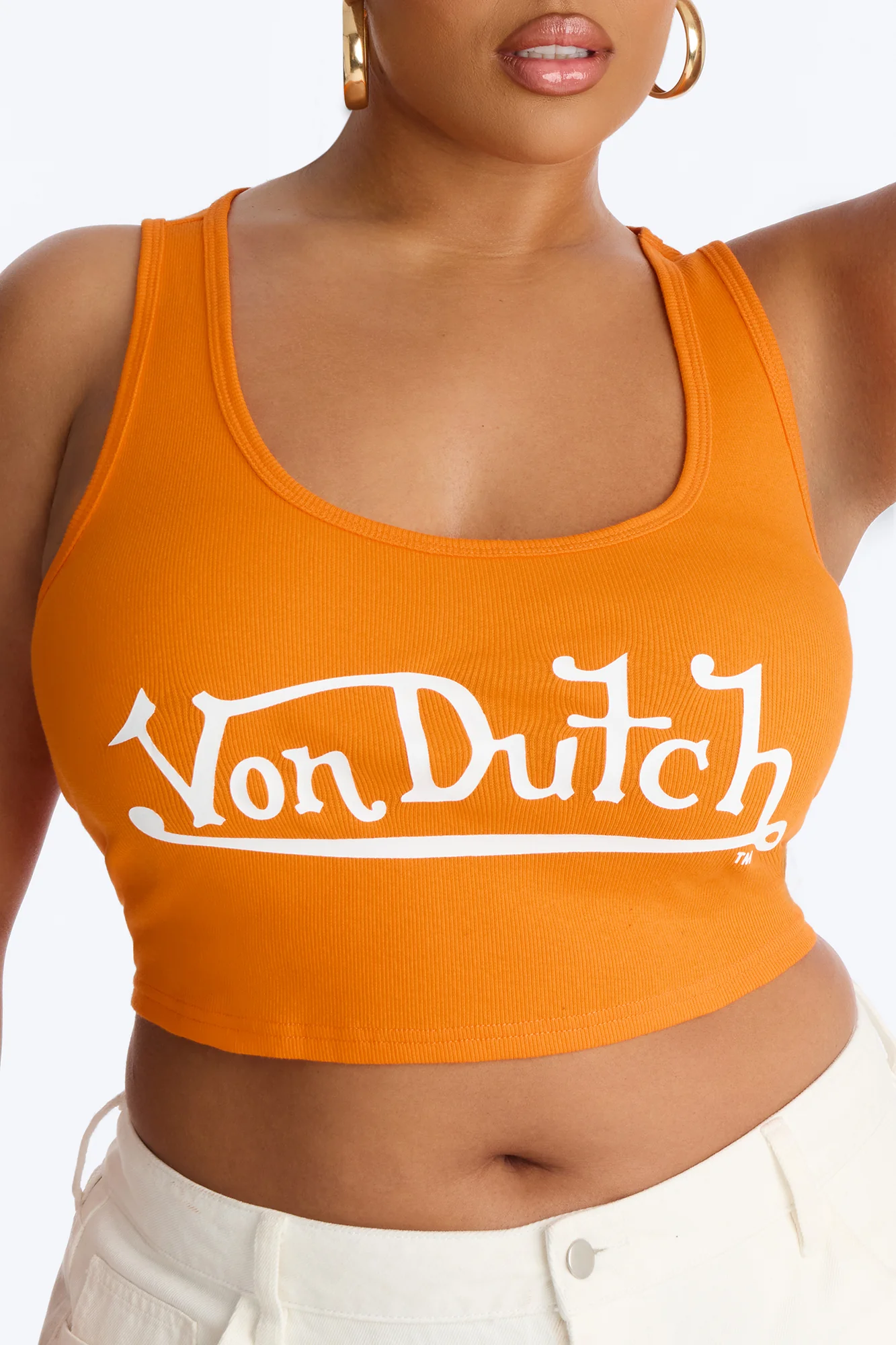 Von Dutch Logo Crop Tank - Orange - Image 5