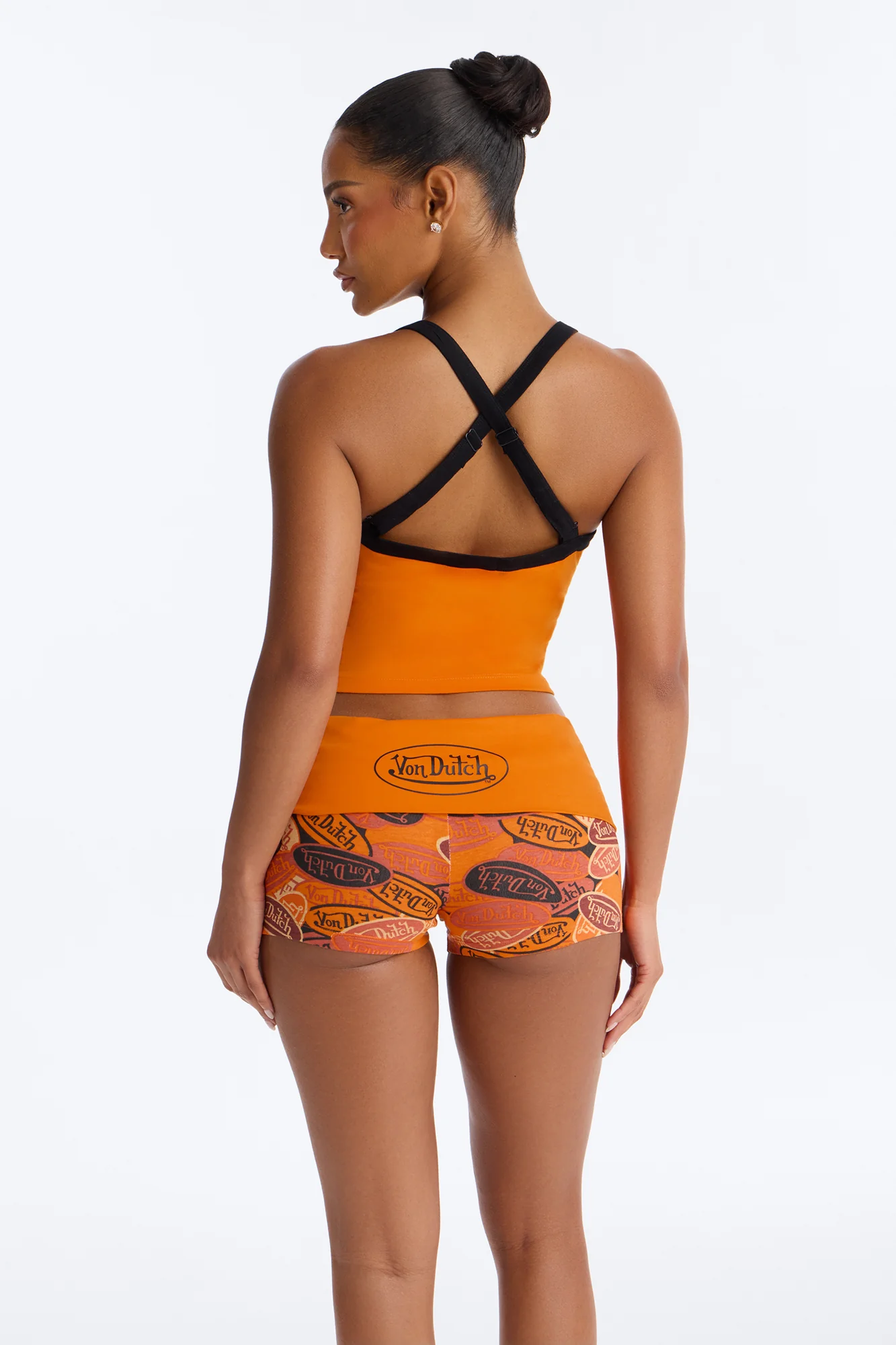Von Dutch Logo PJ Short Set - Orange/combo - Image 3