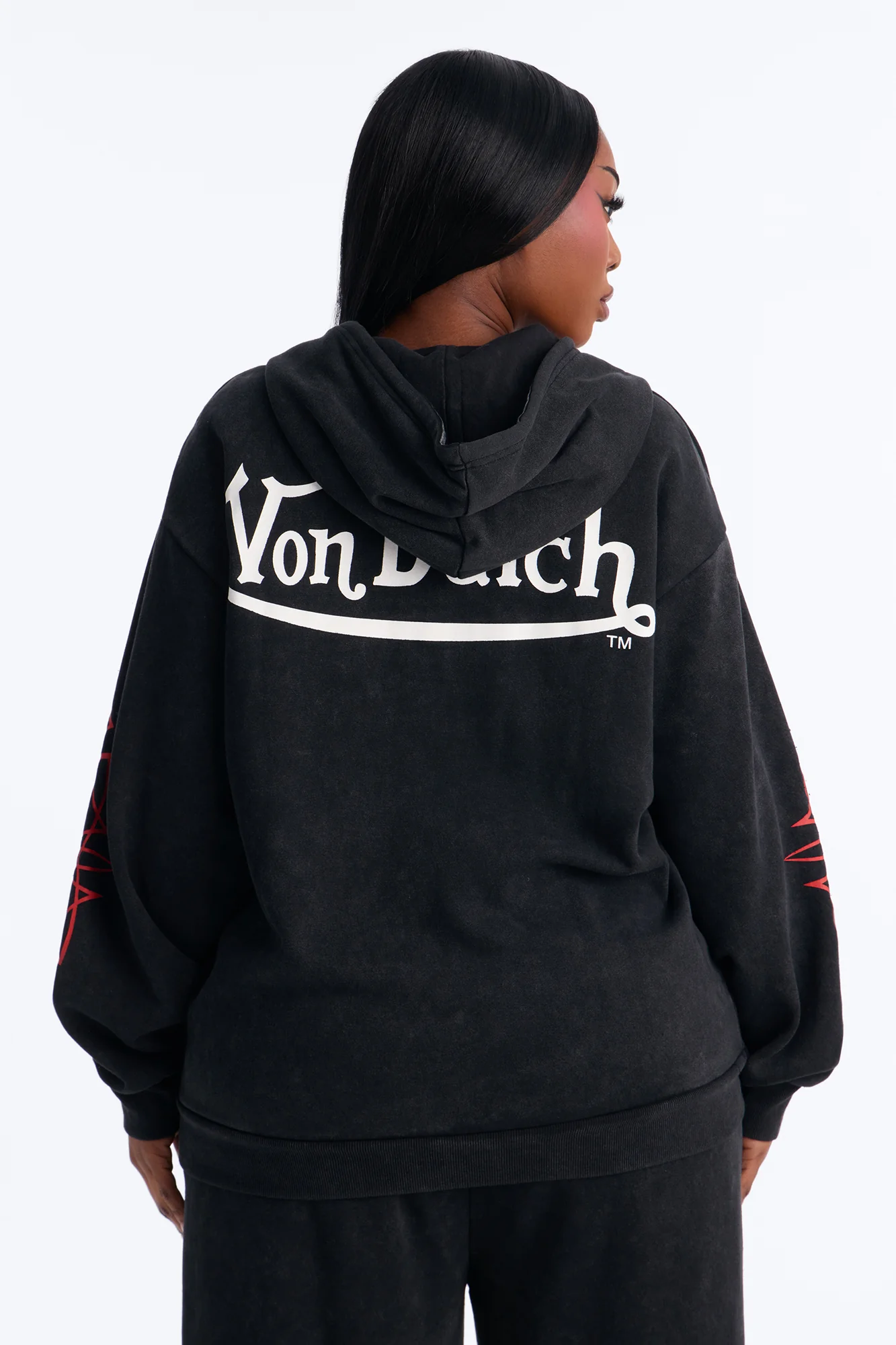 Von Dutch Logo Washed Zip Up Hoodie - Black Wash - Image 7