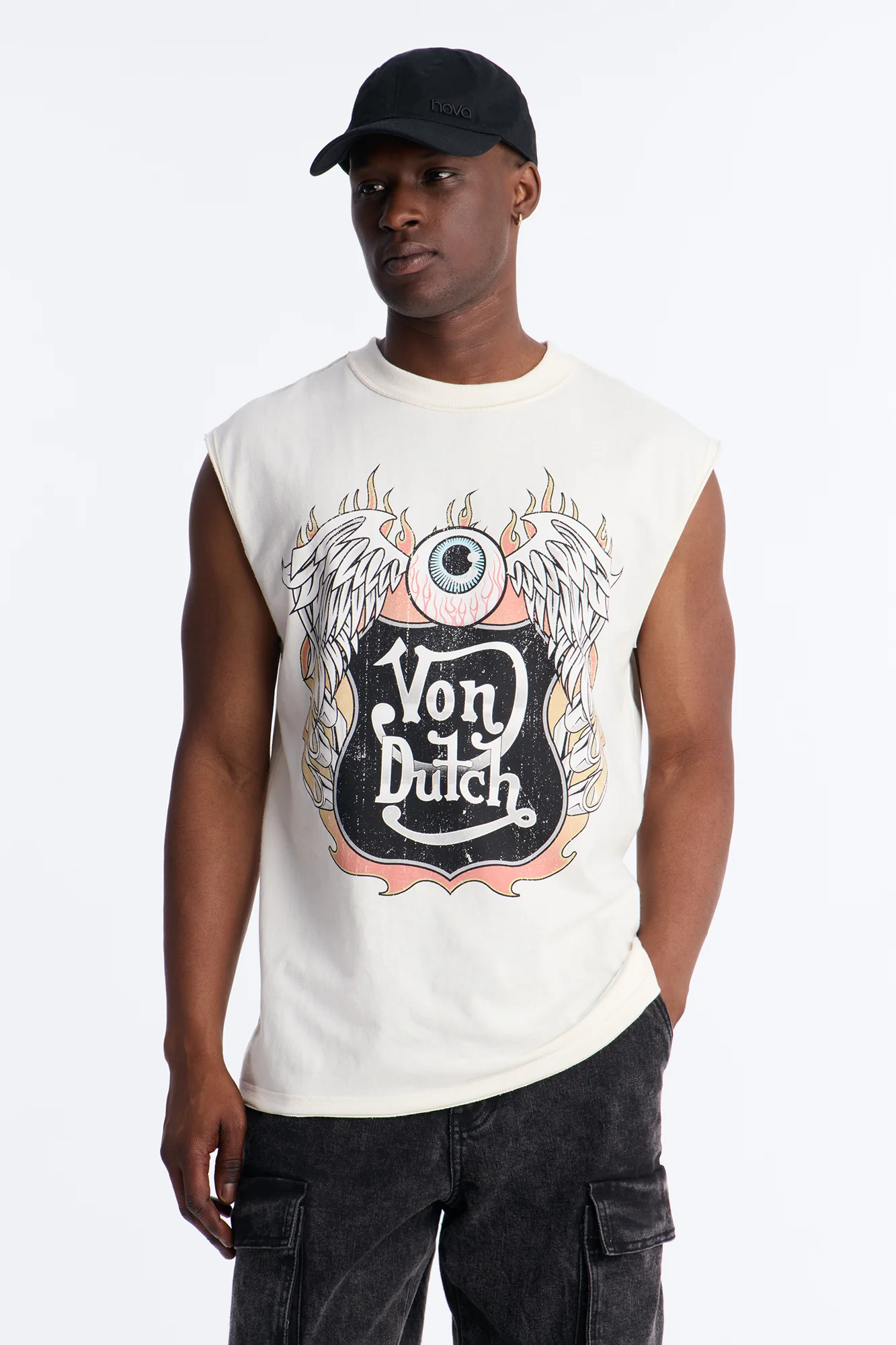 Von Dutch Motor Heavy Weight Muscle Tee - Cream