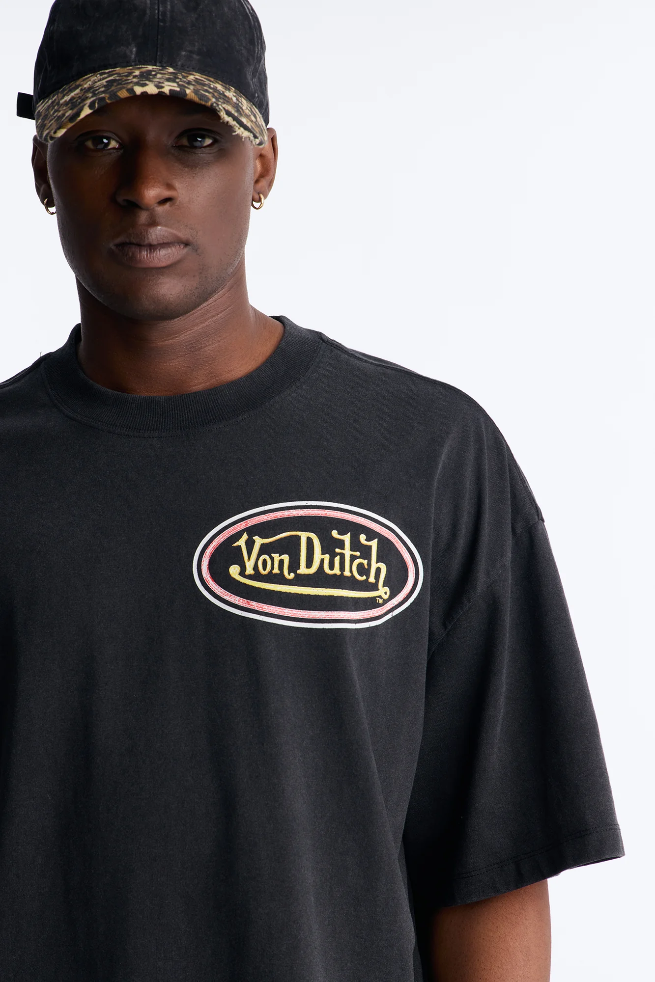 Von Dutch Motorcycle Club Heavy Weight Boxy Short Sleeve Tee - Black Wash - Image 3