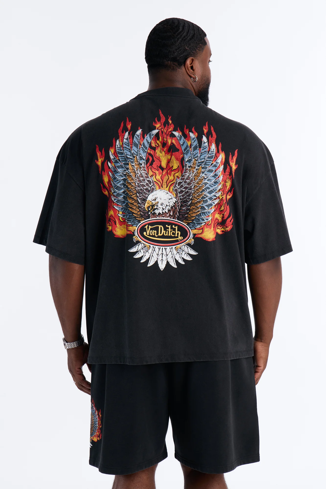 Von Dutch Motorcycle Club Heavy Weight Boxy Short Sleeve Tee - Black Wash - Image 5
