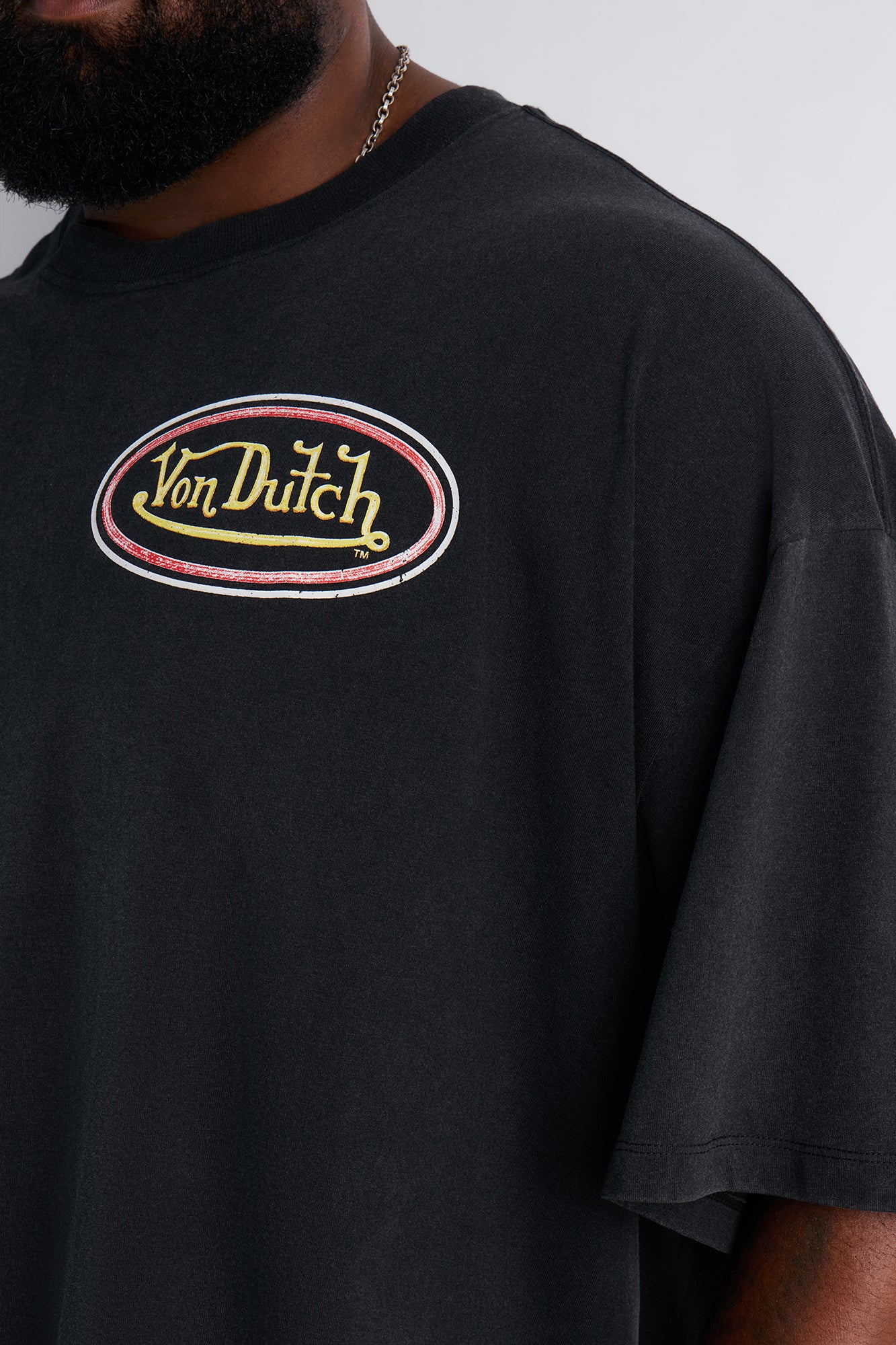 Von Dutch Motorcycle Club Heavy Weight Boxy Short Sleeve Tee - Black Wash - Image 7
