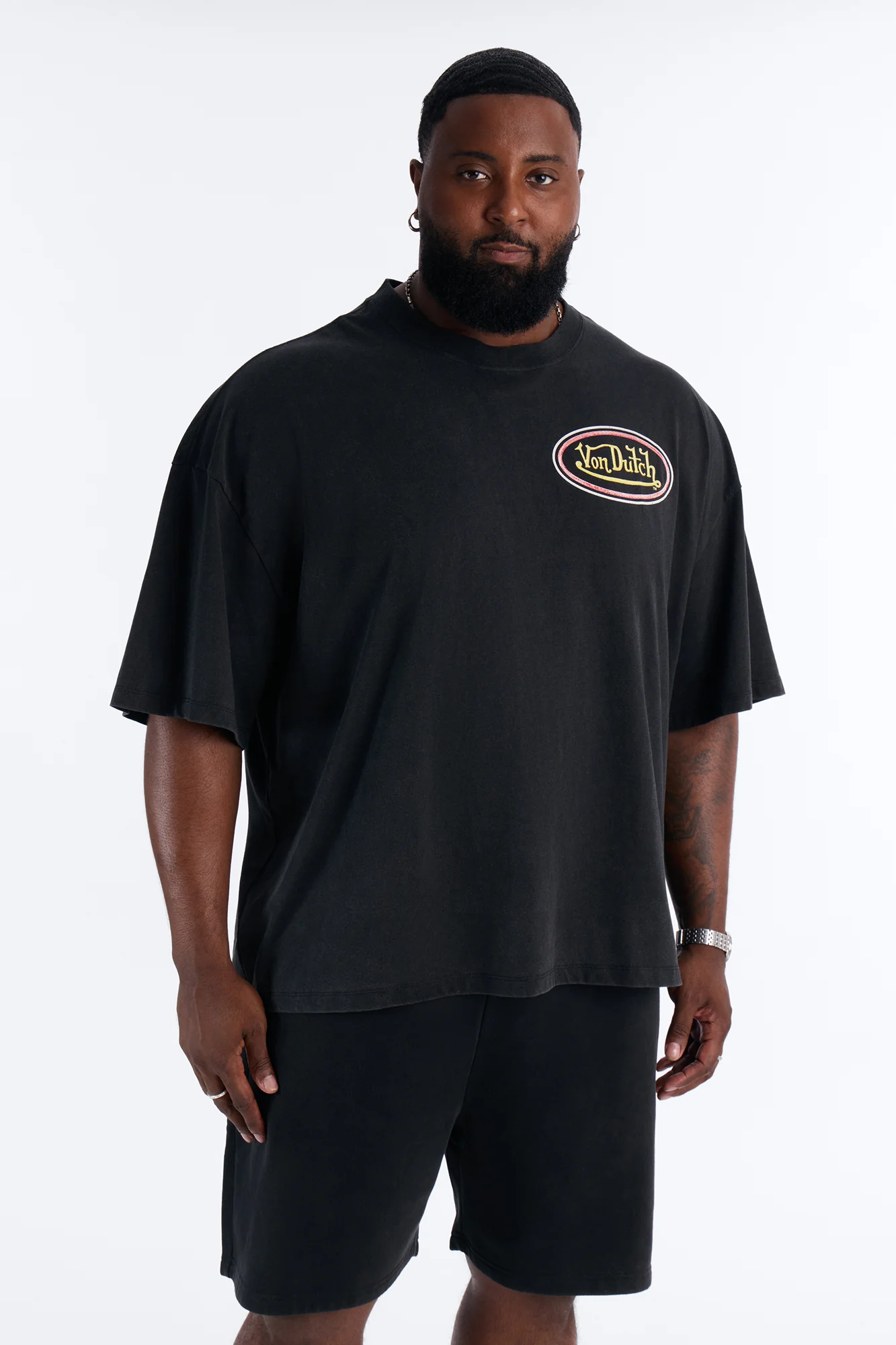 Von Dutch Motorcycle Club Heavy Weight Boxy Short Sleeve Tee - Black Wash - Image 8