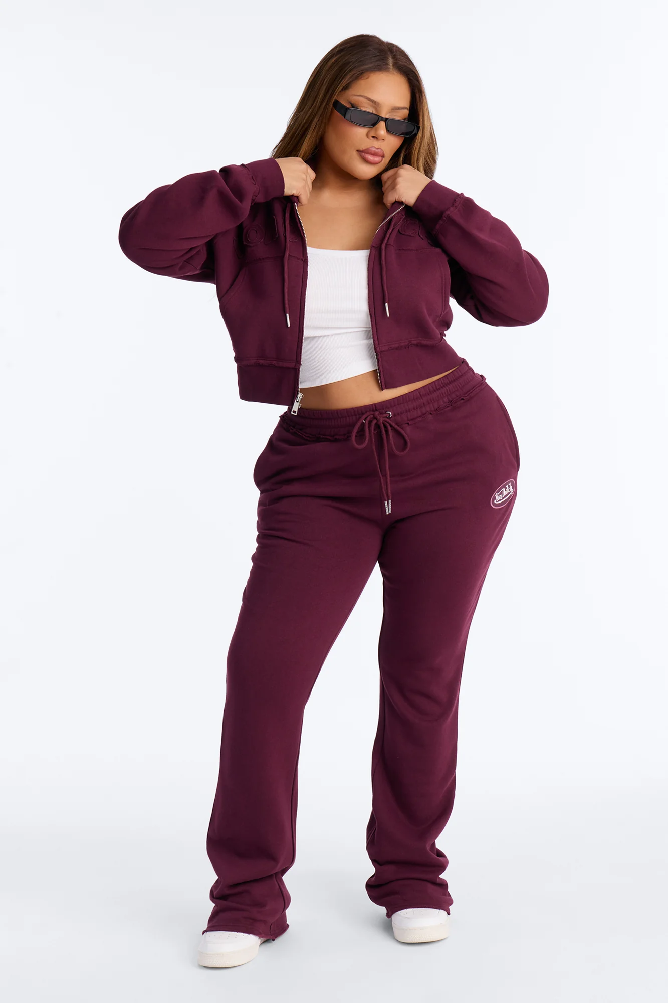 Von Dutch Night Drive Flare Pants - Burgundy - Image 6