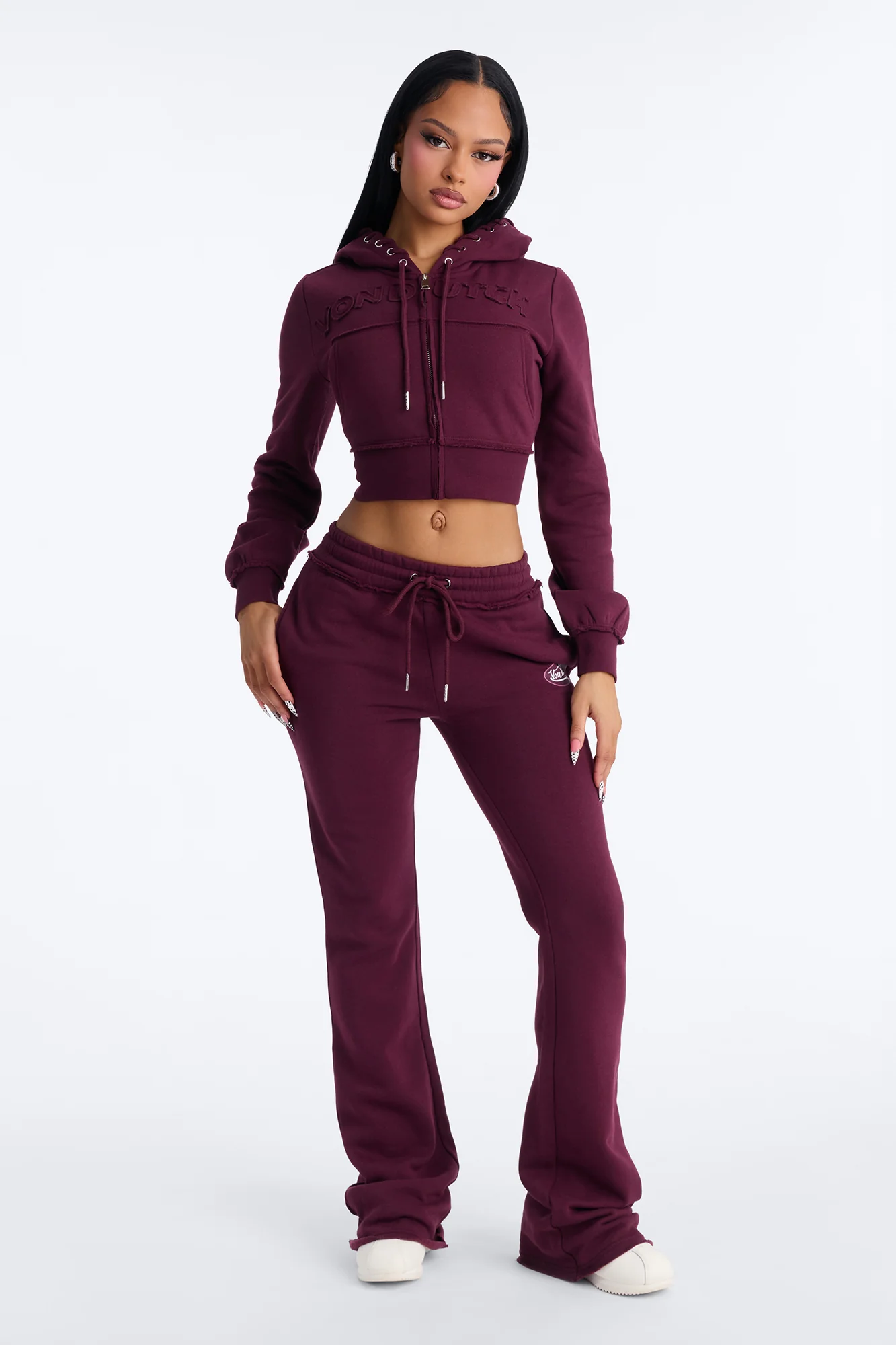 Von Dutch Night Drive Zip Up Sweatshirt - Burgundy - Image 2