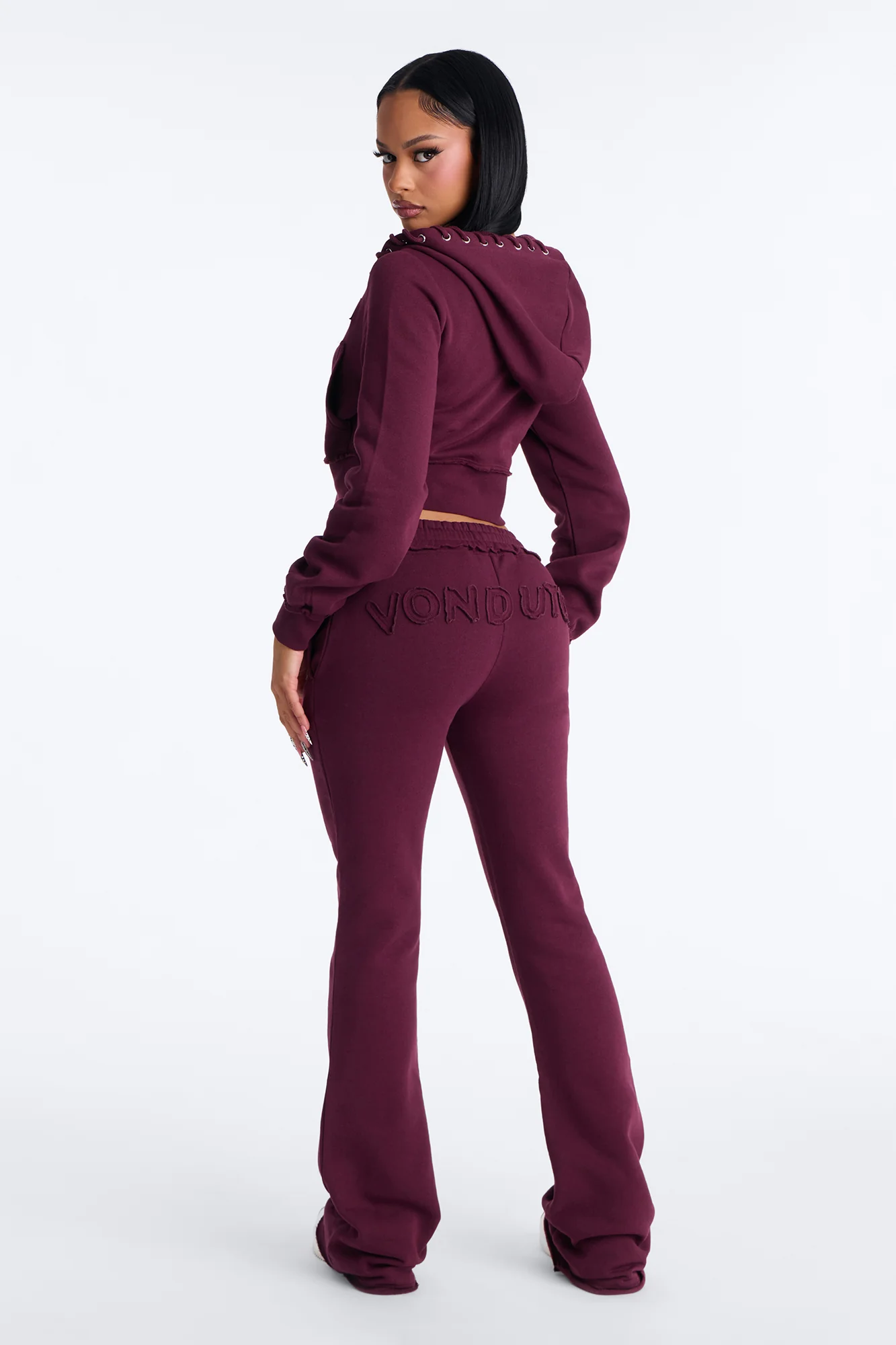 Von Dutch Night Drive Zip Up Sweatshirt - Burgundy - Image 4