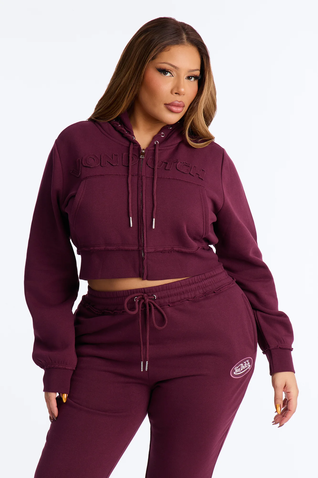 Von Dutch Night Drive Zip Up Sweatshirt - Burgundy - Image 5