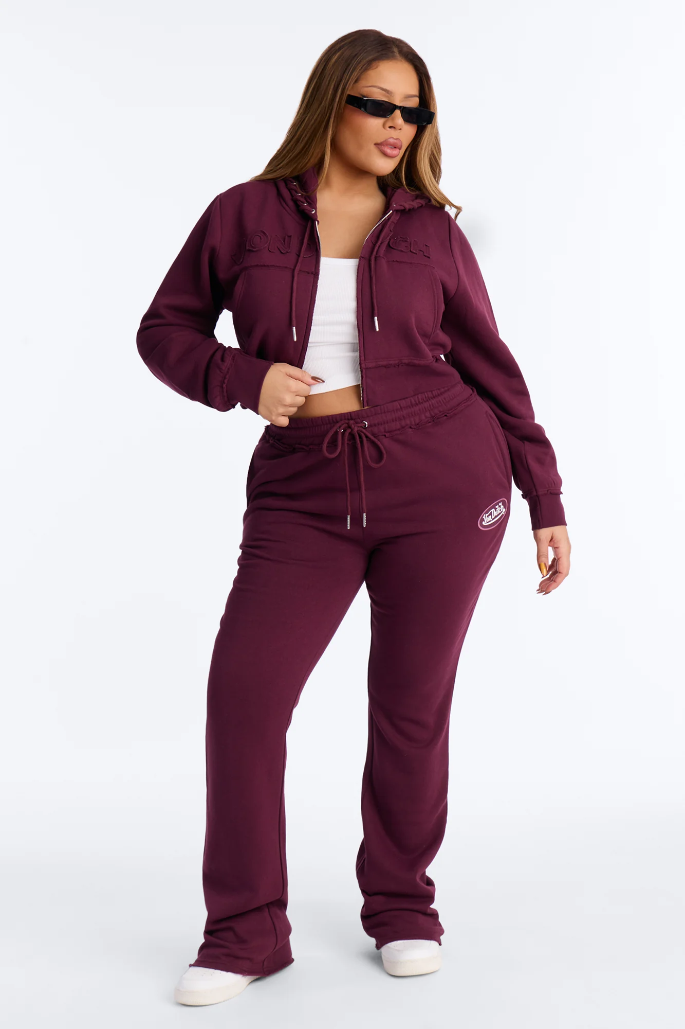 Von Dutch Night Drive Zip Up Sweatshirt - Burgundy - Image 6