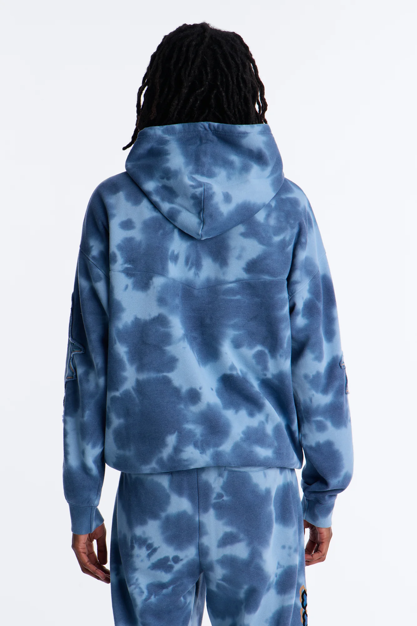 Von Dutch Outlaw Bleach Dyed Raw Edge Hoodie - Blue - Image 4