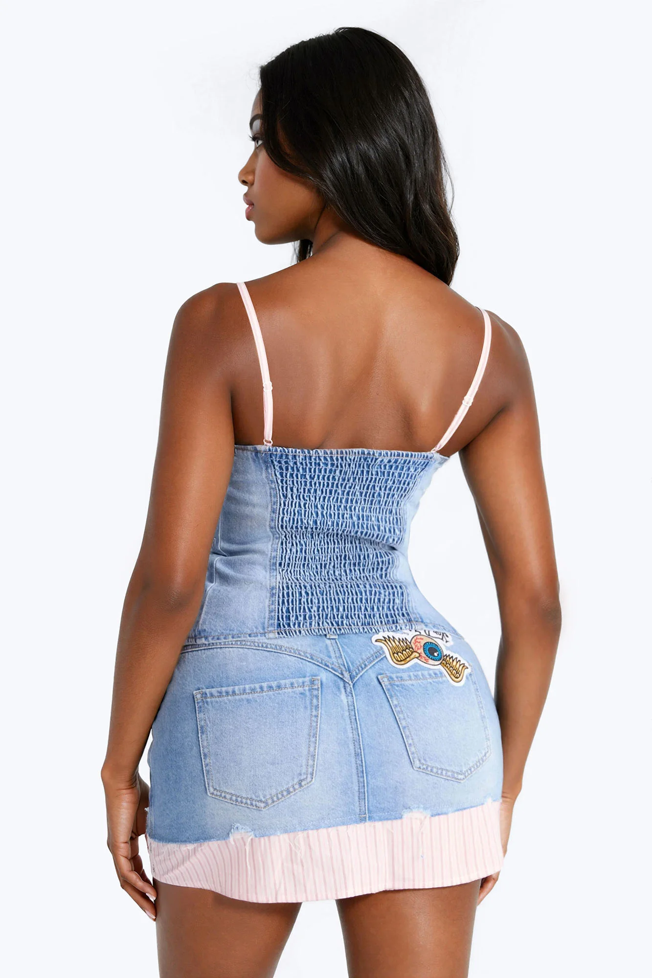 Von Dutch Embossed Denim Vest Top - Light Wash - Image 3