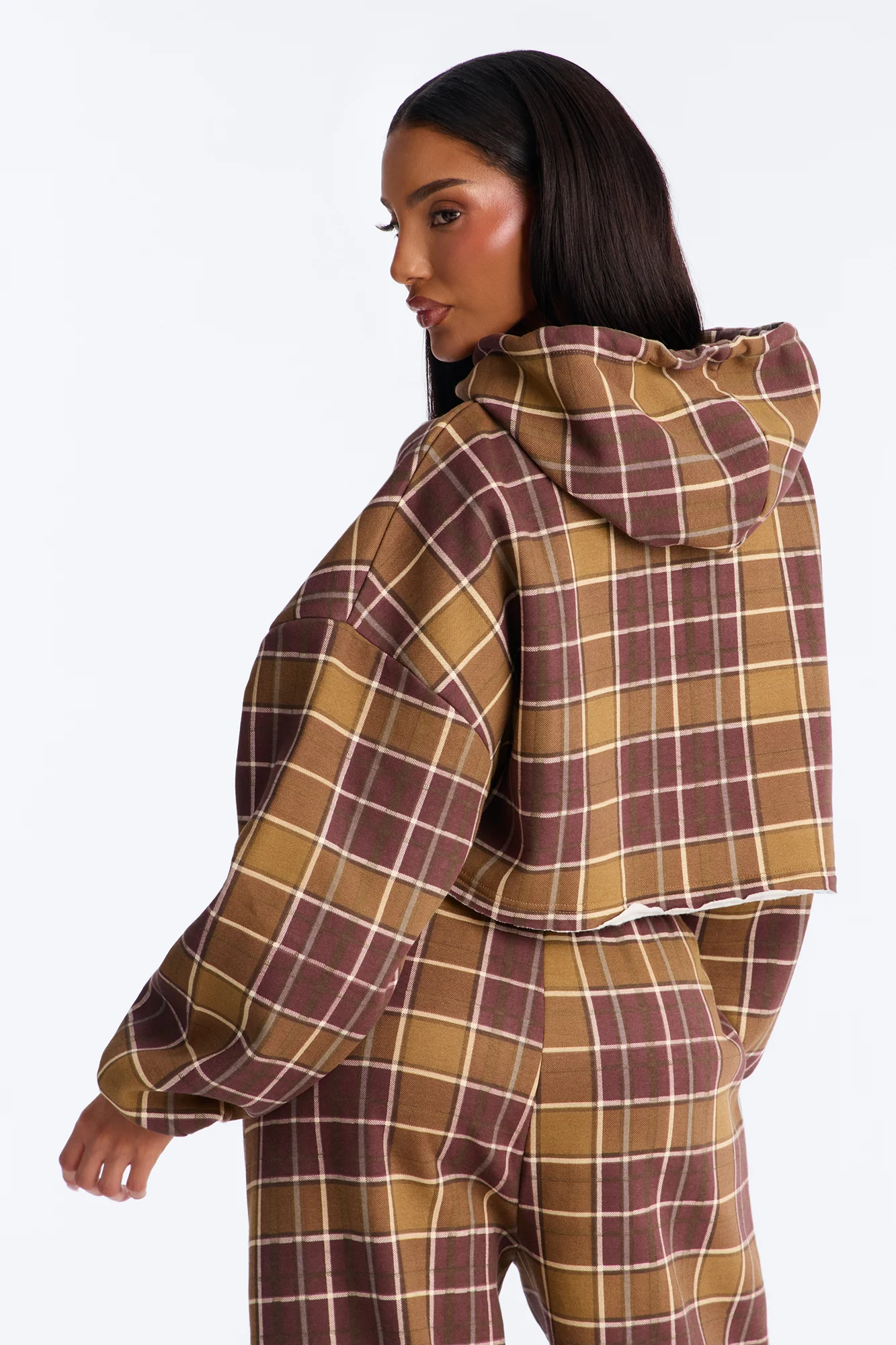 Von Dutch Plaid Western Spirit Zip Up Sweatshirt - Brown Combo - Image 4