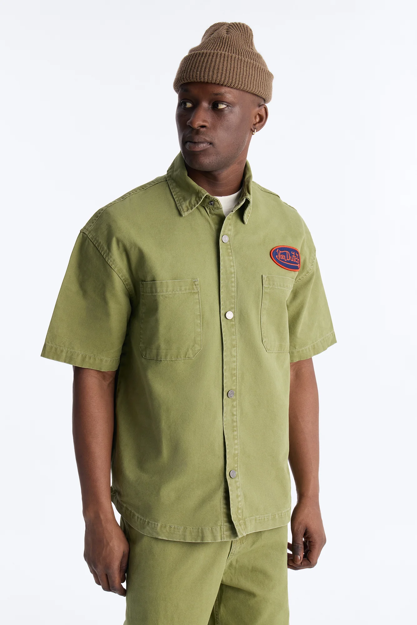 Von Dutch Reapers Denim Button Up Shirt - Olive