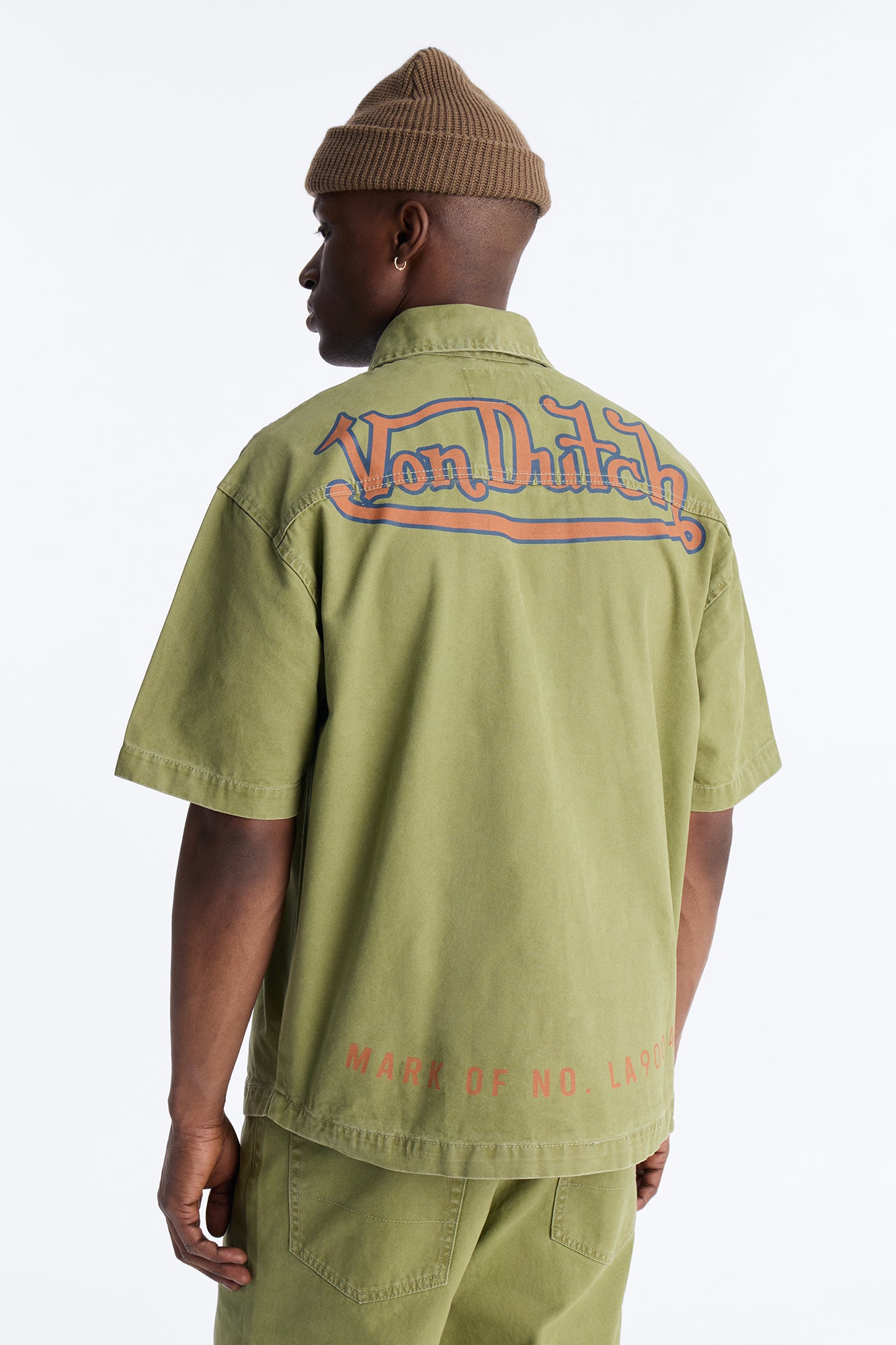 Von Dutch Reapers Denim Button Up Shirt - Olive - Image 4