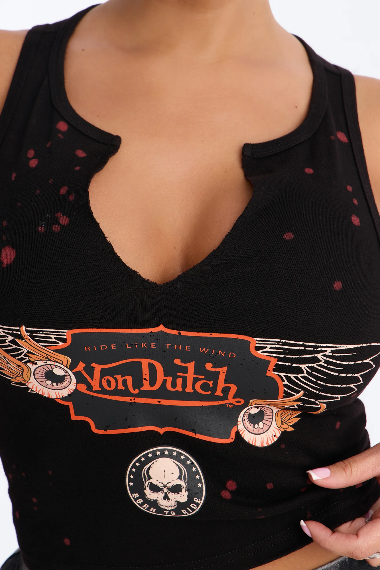 Von Dutch Rocker Bleach Notch Neck Tank - Black Wash - Image 3