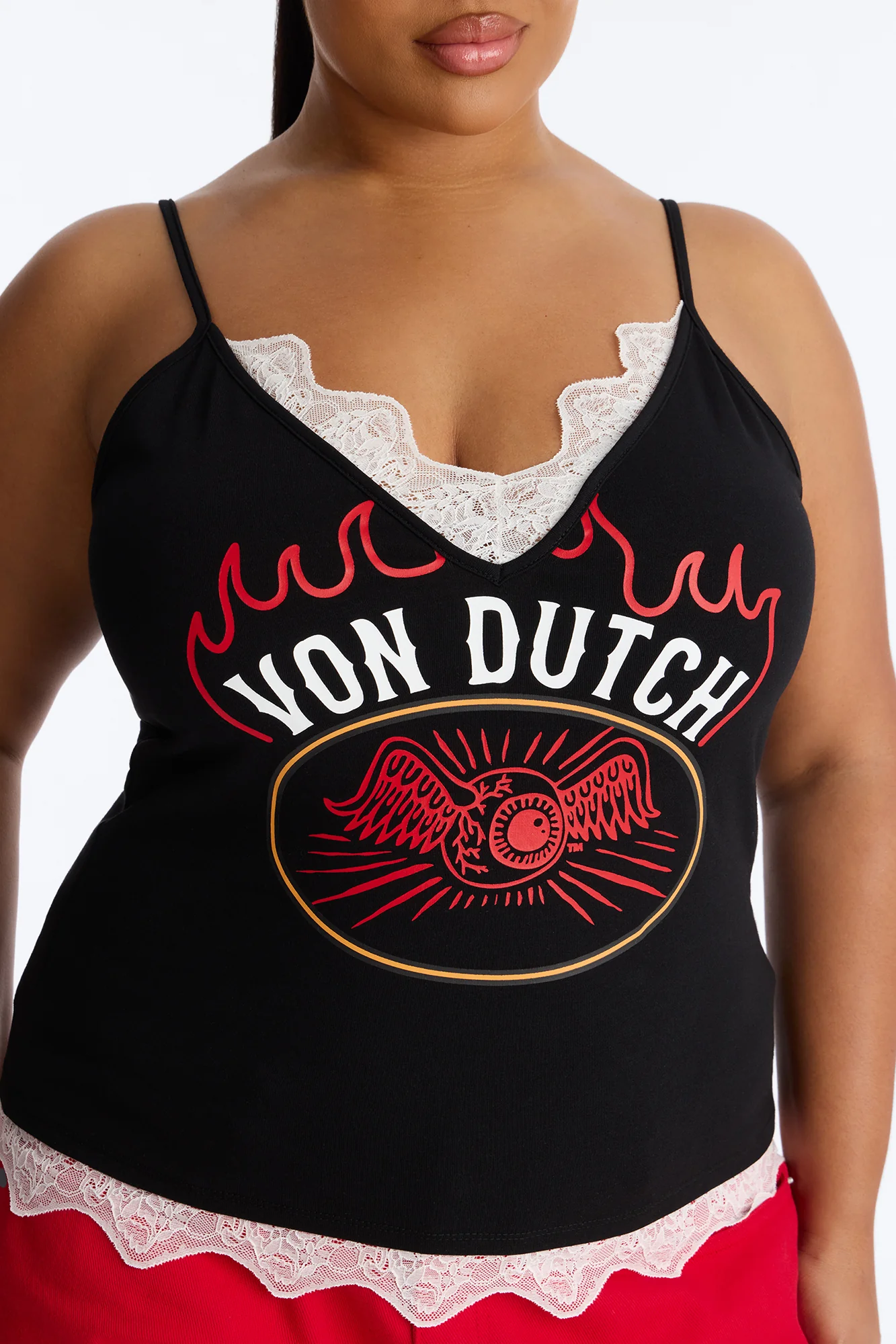 Von Dutch Rocker Flames Lace Tank - Black - Image 7