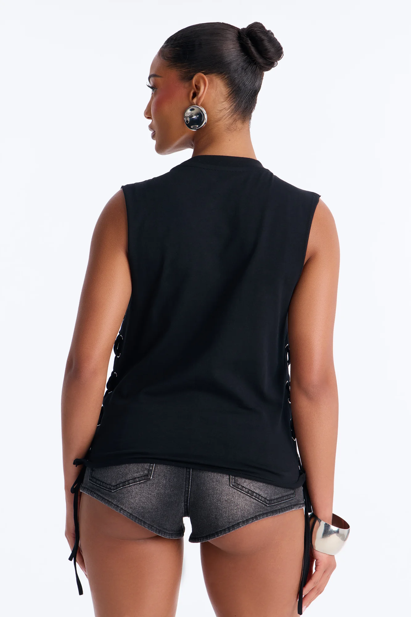 Von Dutch Rocker Rhinestone Grommet Tank Top - Black - Image 5
