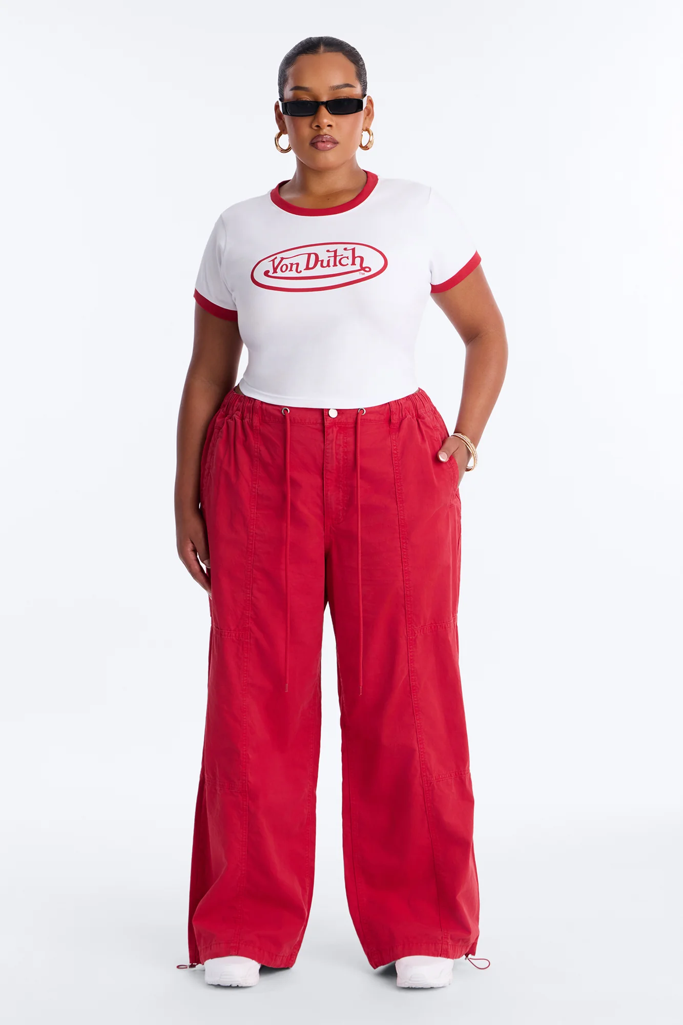 Von Dutch Rocker Ringer Cropped Tee - White - Image 6