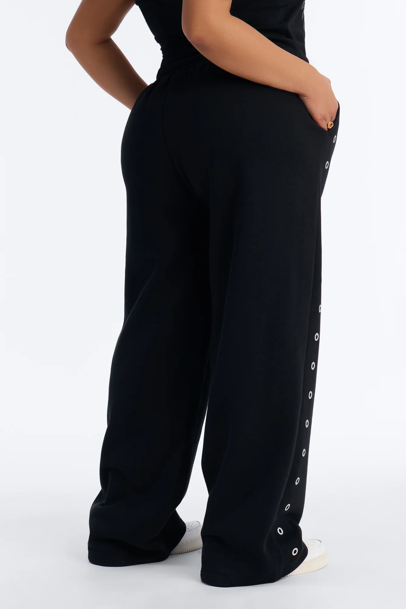 Von Dutch Rocker Wide Leg Grommet Pant - Black - Image 8