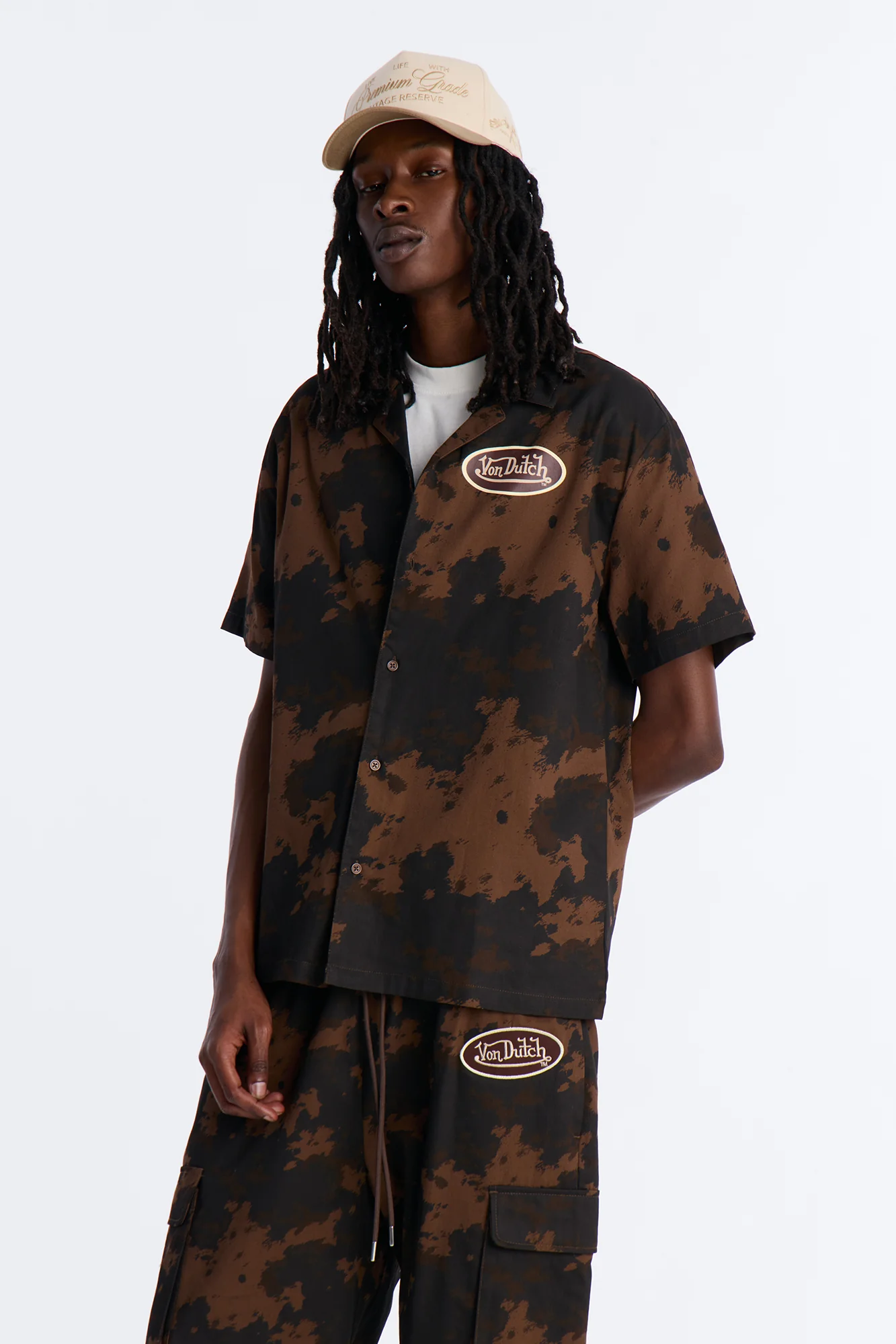 Von Dutch Rodeo Dual Cuban Button Up - Brown