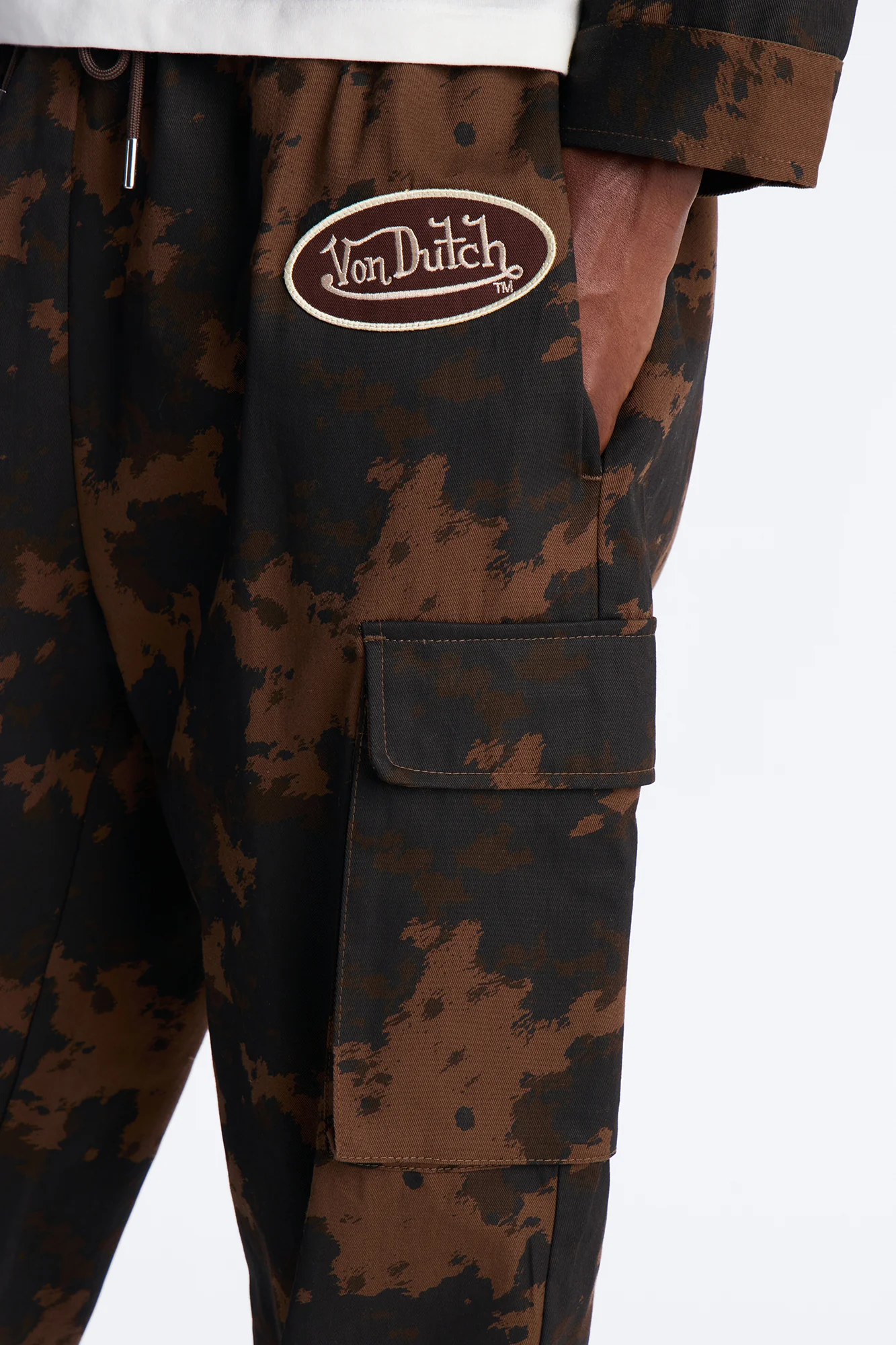 Von Dutch Rodeo Faux Pony Hair Baggy Pant - Brown - Image 4