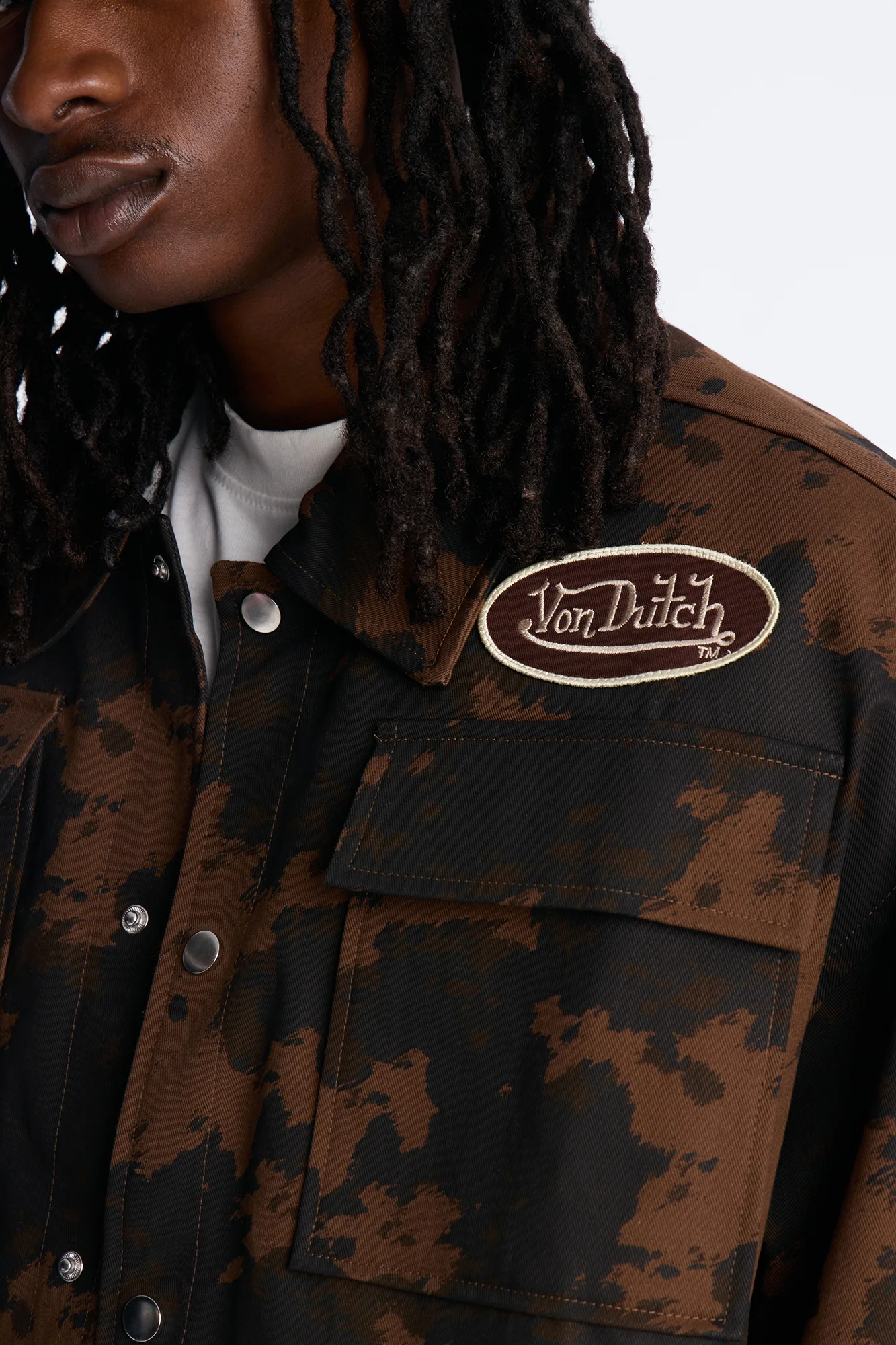 Von Dutch Rodeo Faux Pony Hair Work Jacket - Brown - Image 4
