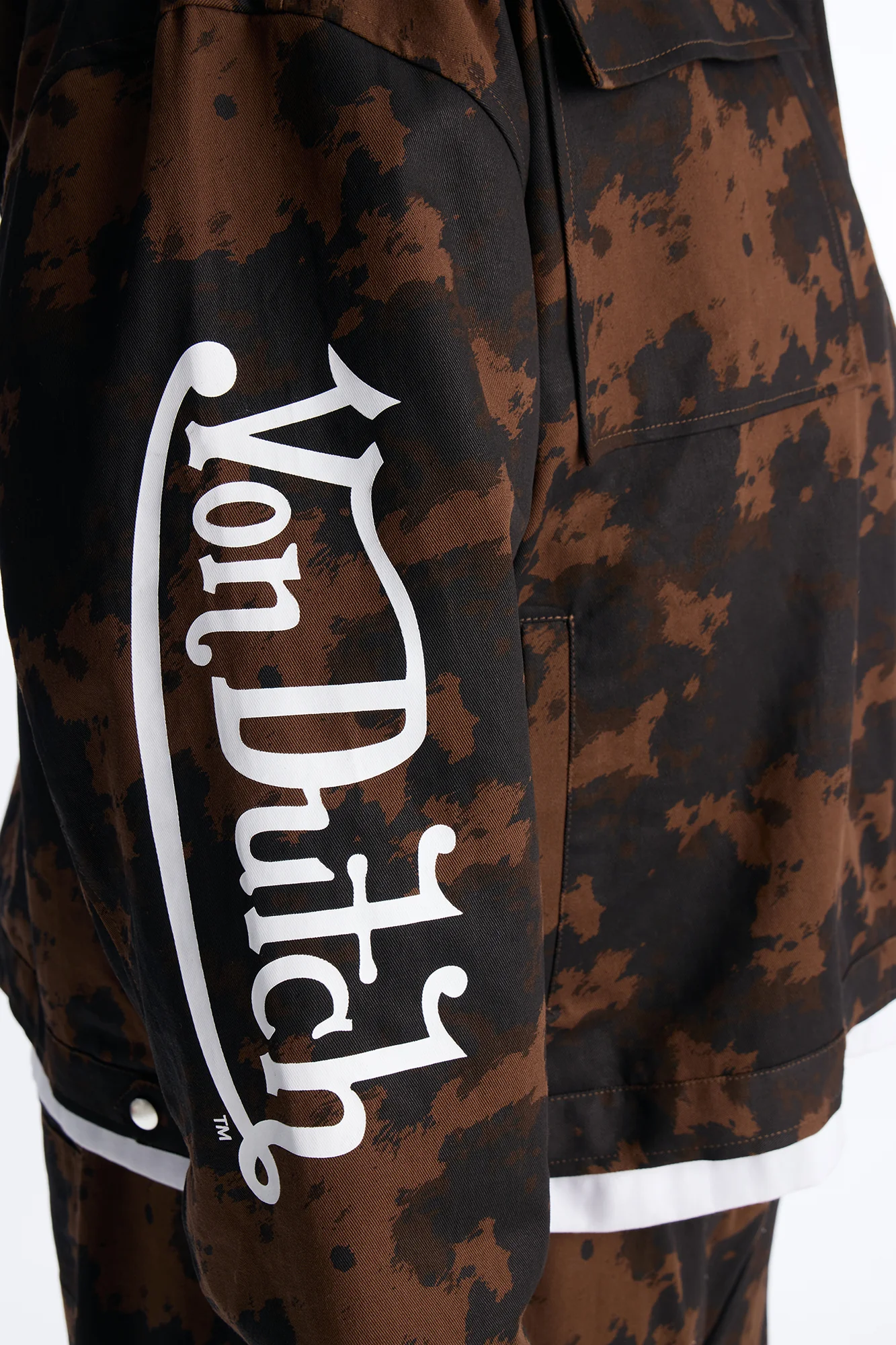 Von Dutch Rodeo Faux Pony Hair Work Jacket - Brown - Image 7