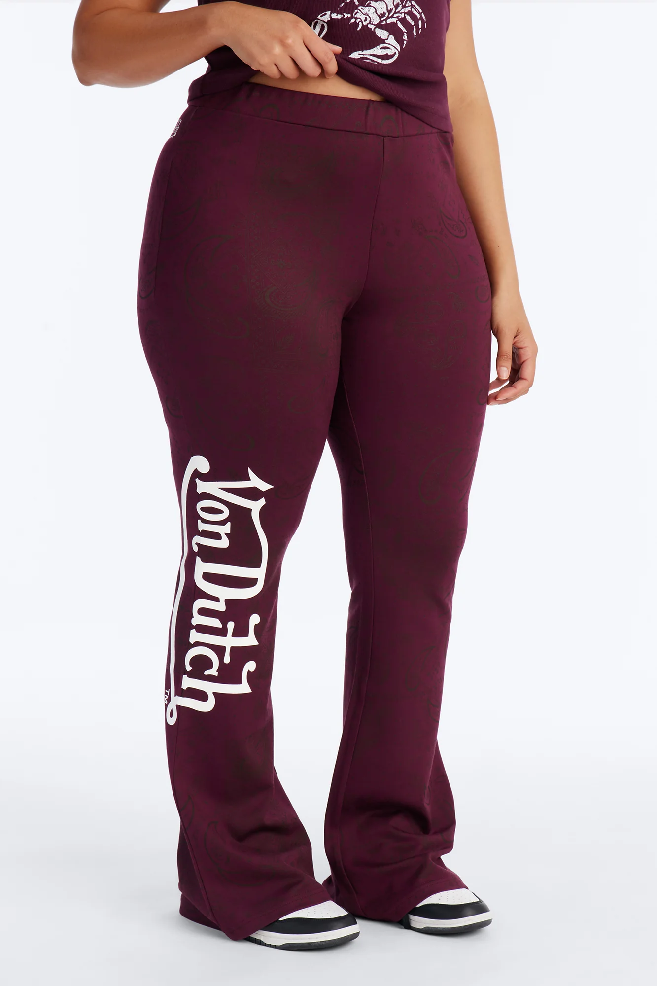 Von Dutch Scorpio Edge Flare Leggings - Burgundy - Image 5
