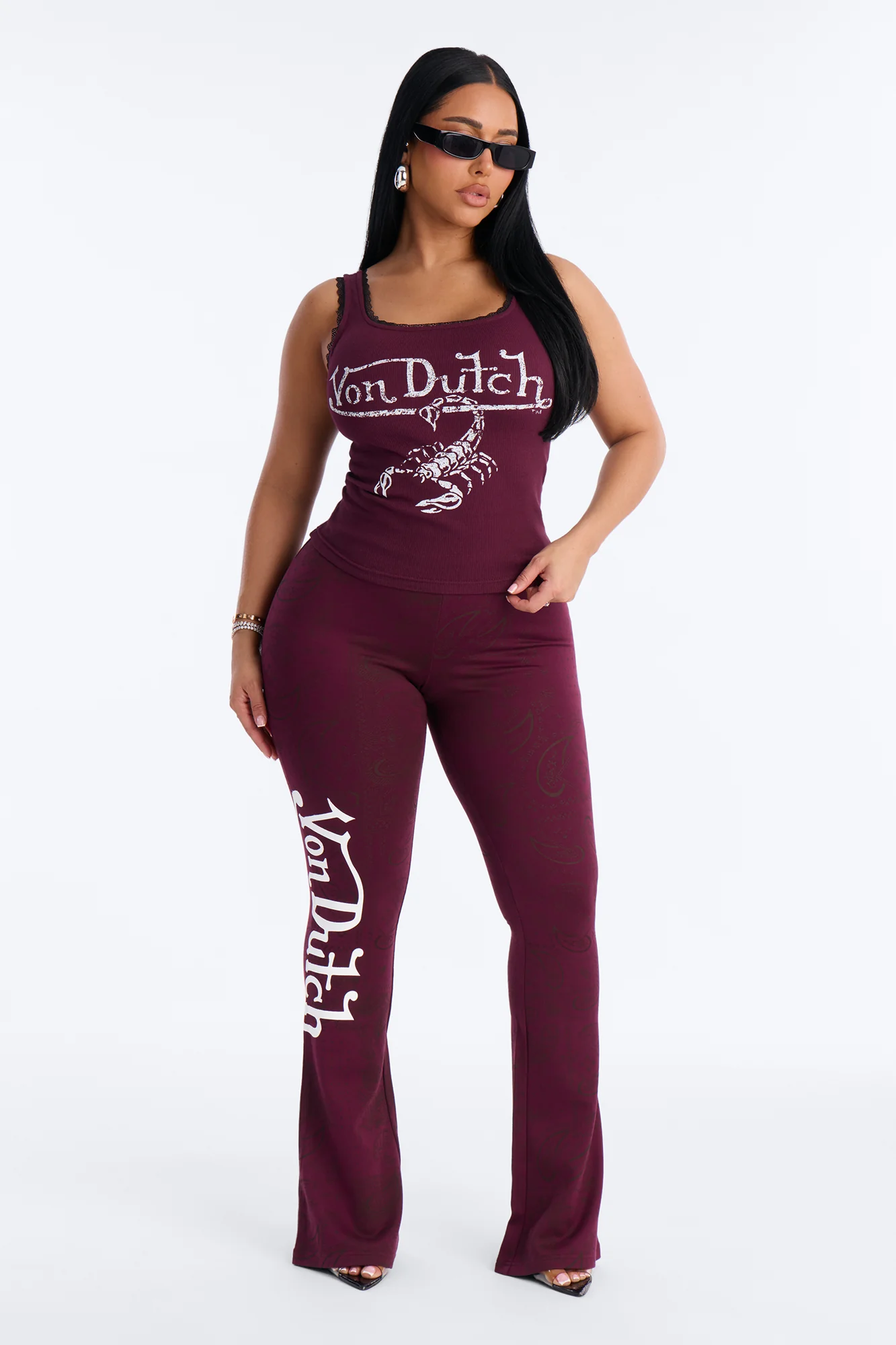 Von Dutch Scorpio Edge Tank Top - Burgundy - Image 2