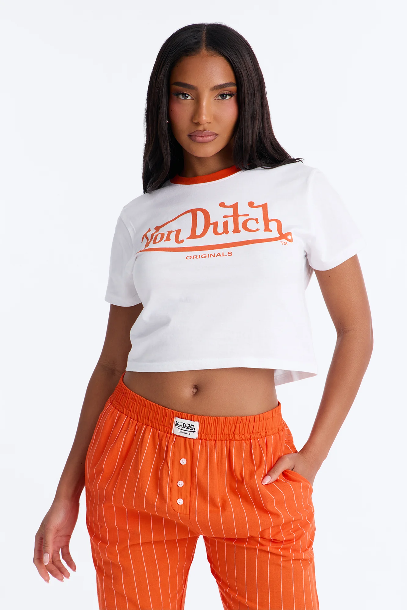 Von Dutch Short Sleeve PJ Boxer Pant Set - Orange/combo - Image 2