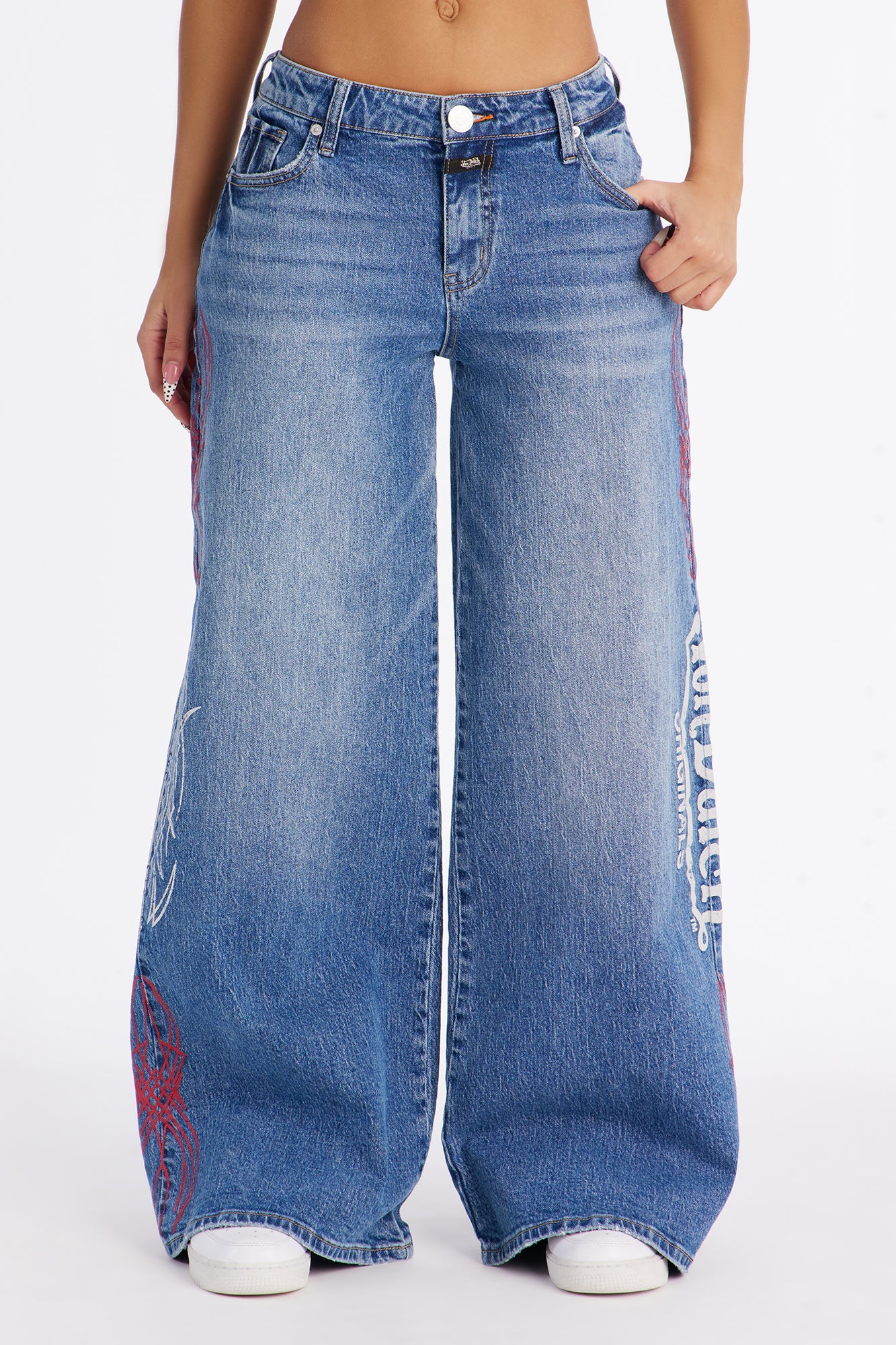 Von Dutch Tattoo Wide Leg Jeans - Medium Wash - Image 3