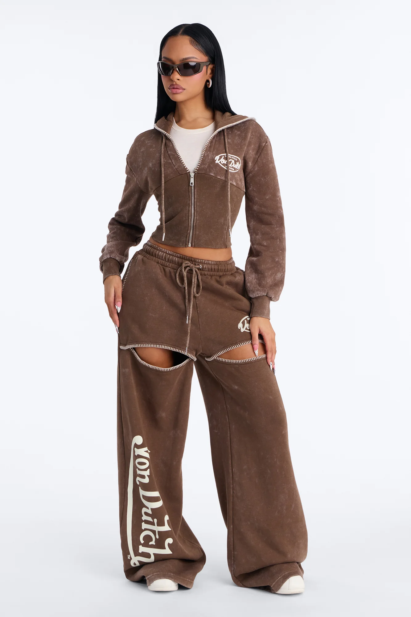 Von Dutch Washed Faded Heat Pants - Brown