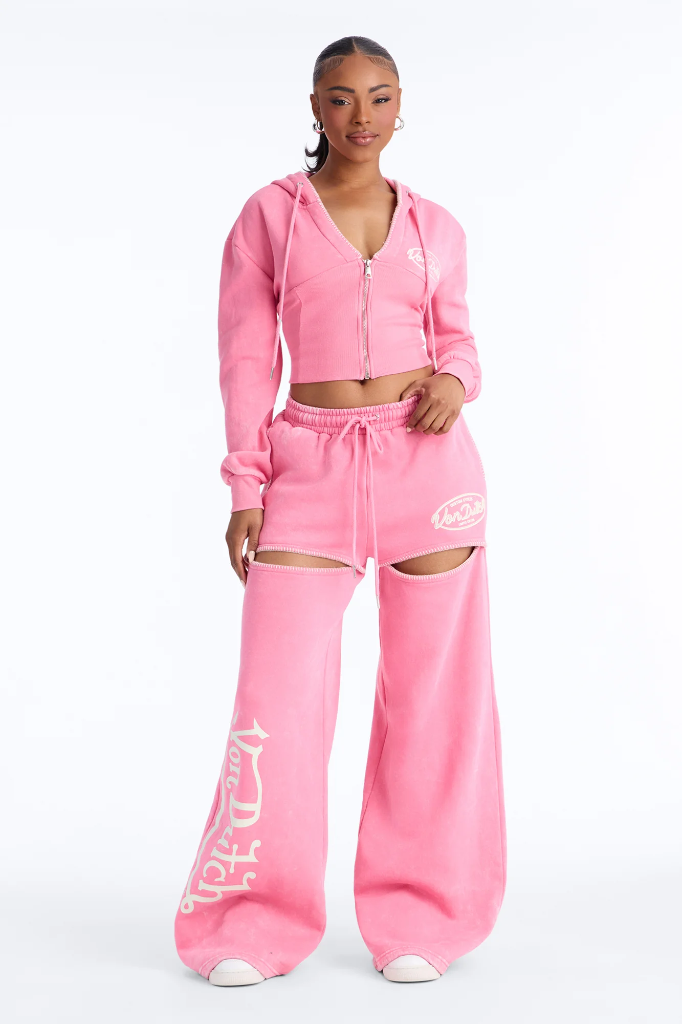 Von Dutch Washed Faded Love Pants - Pink