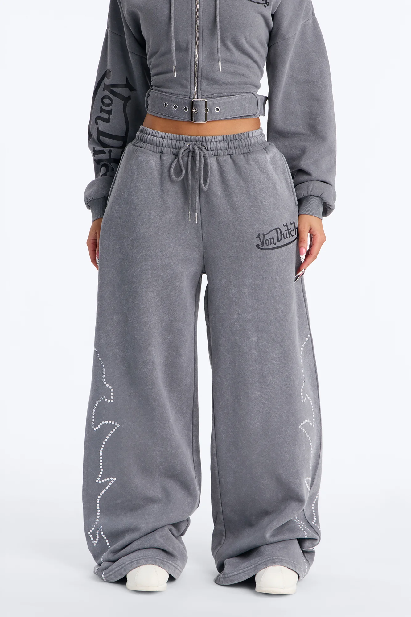 Von Dutch Washed Fleece Pants - Black Wash - Image 2