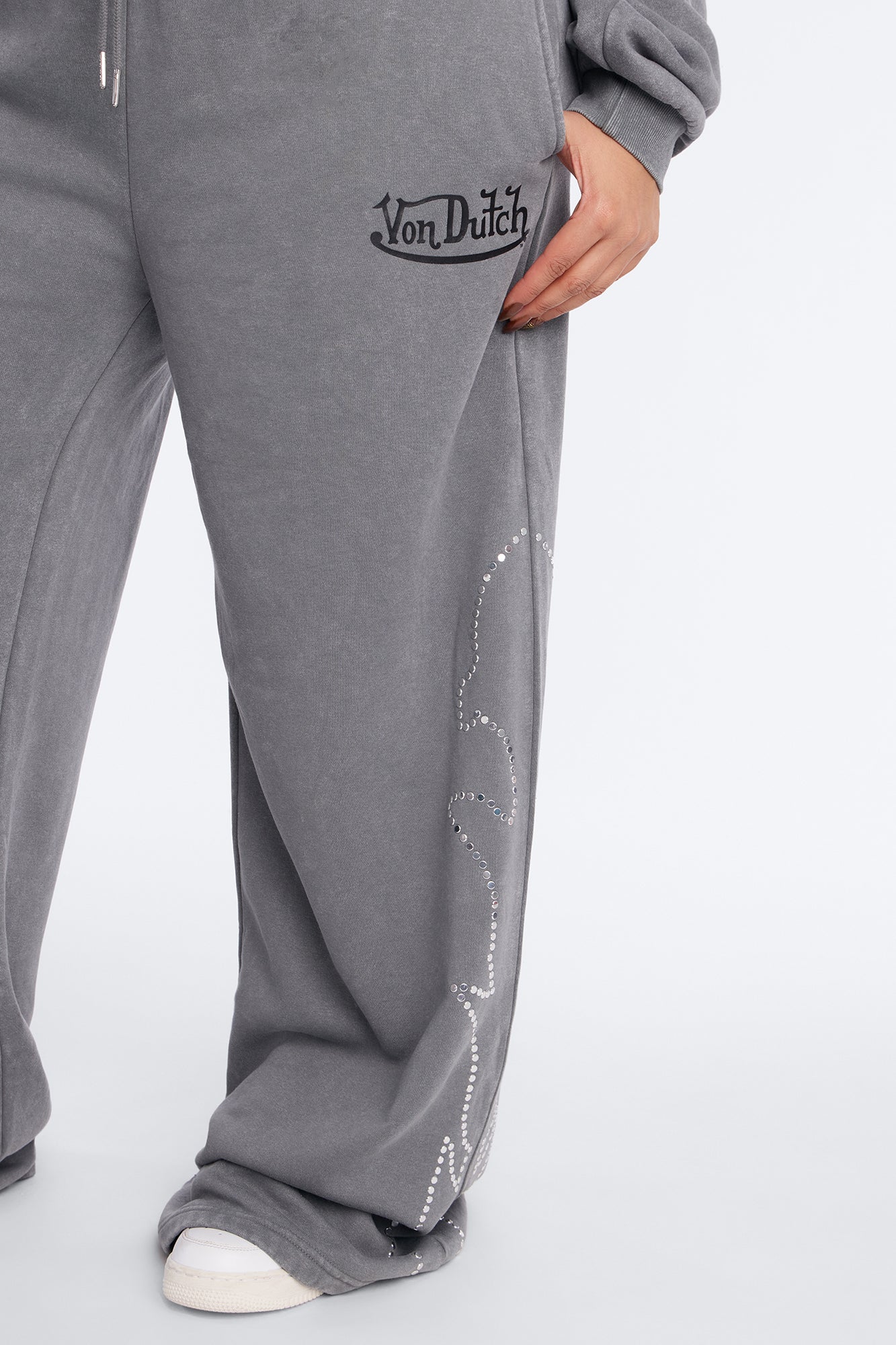 Von Dutch Washed Fleece Pants - Black Wash - Image 7