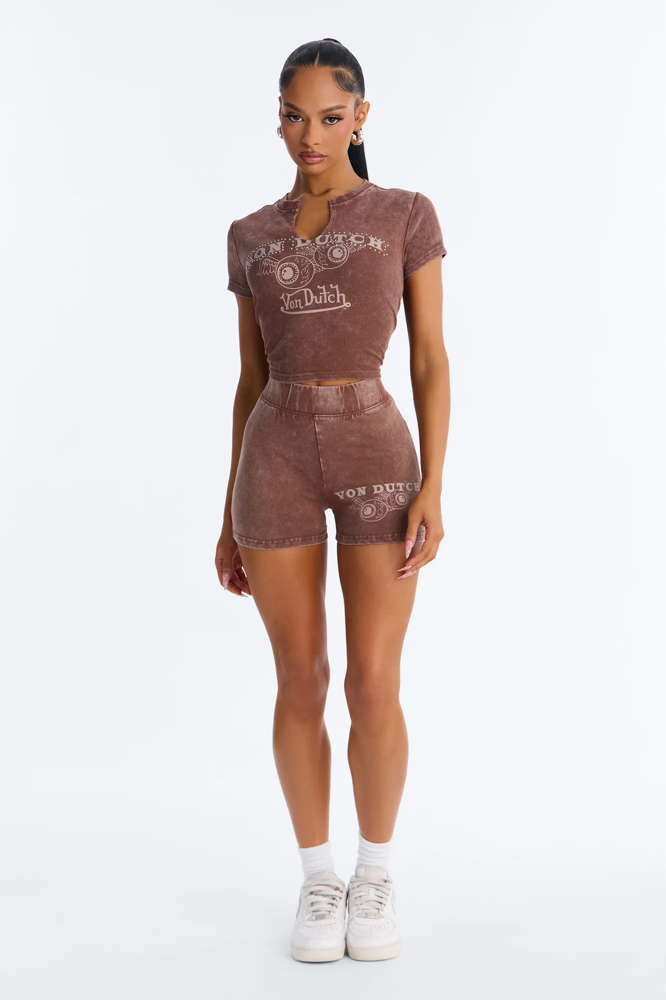 Von Dutch Washed Hot Short - Brown