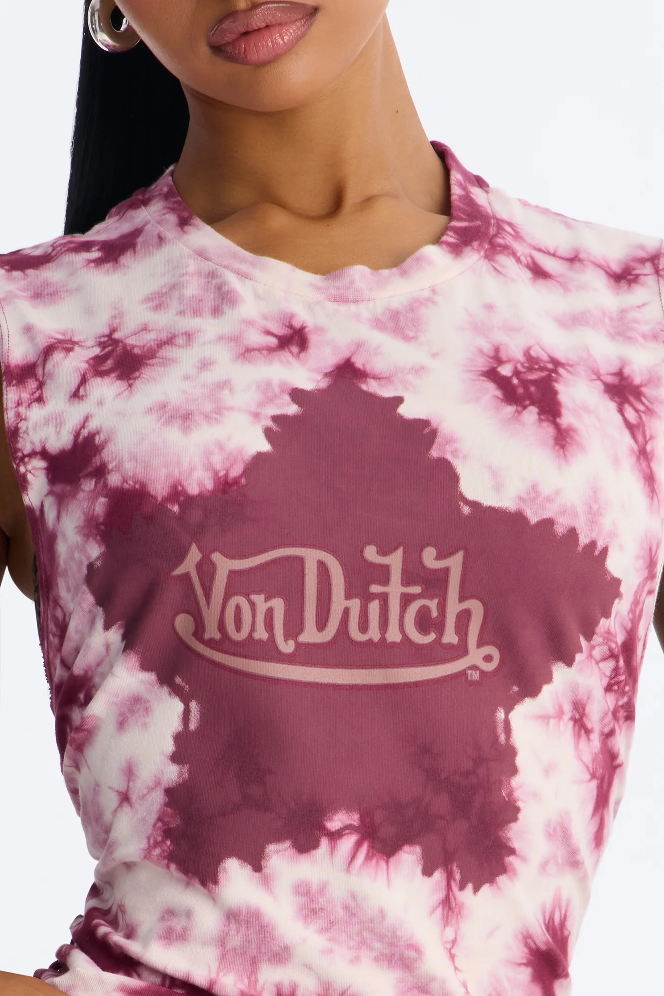 Von Dutch Washed Star Side Grommet Tank - Burgundy - Image 3