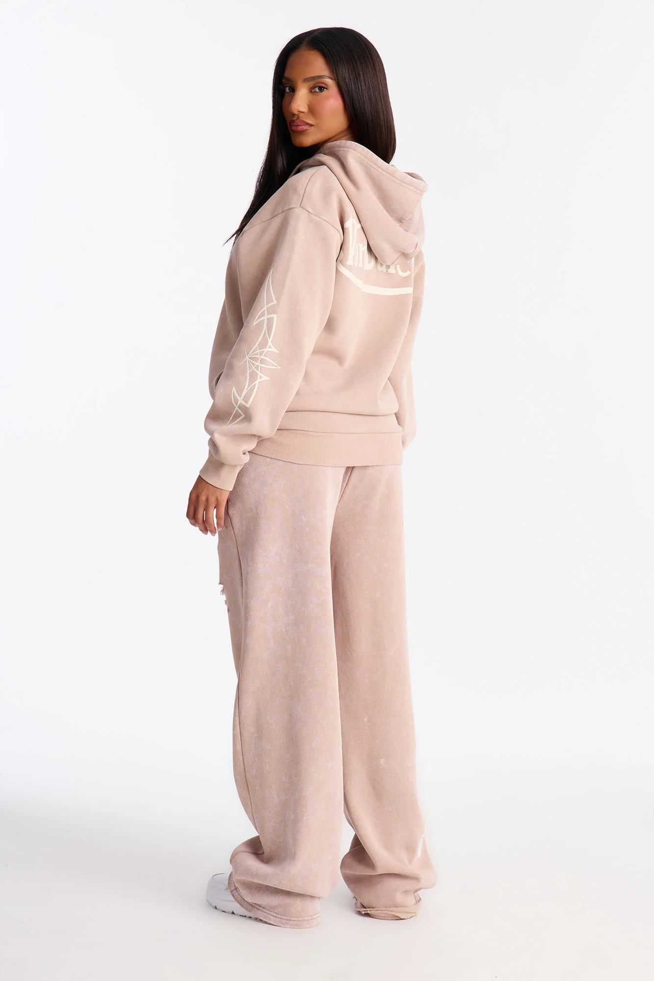 Von Dutch Washed Zip Up Sweatshirt - Taupe - Image 3