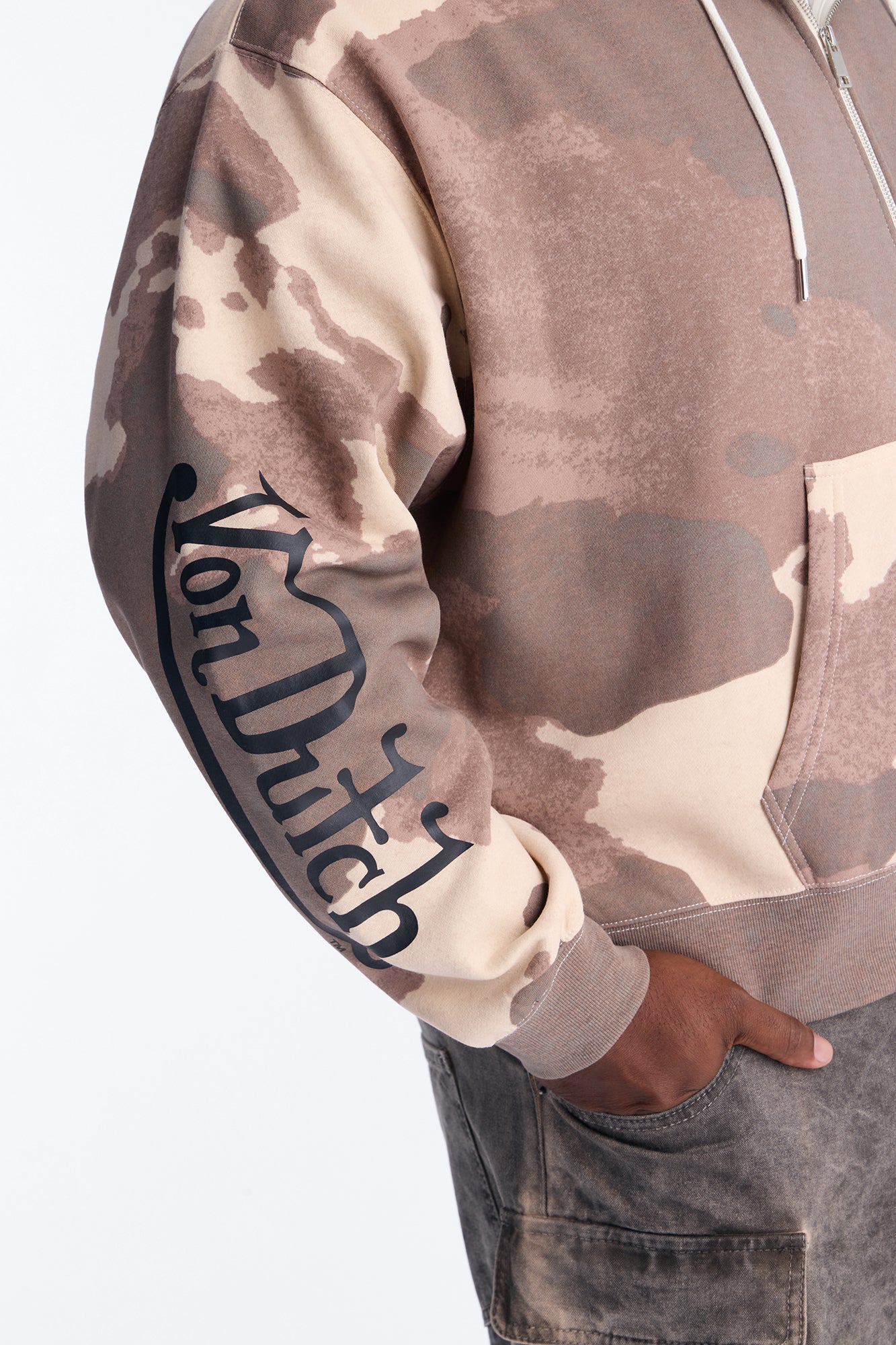 Von Dutch Western Cow Hide Zip Up Hoodie - Brown - Image 9