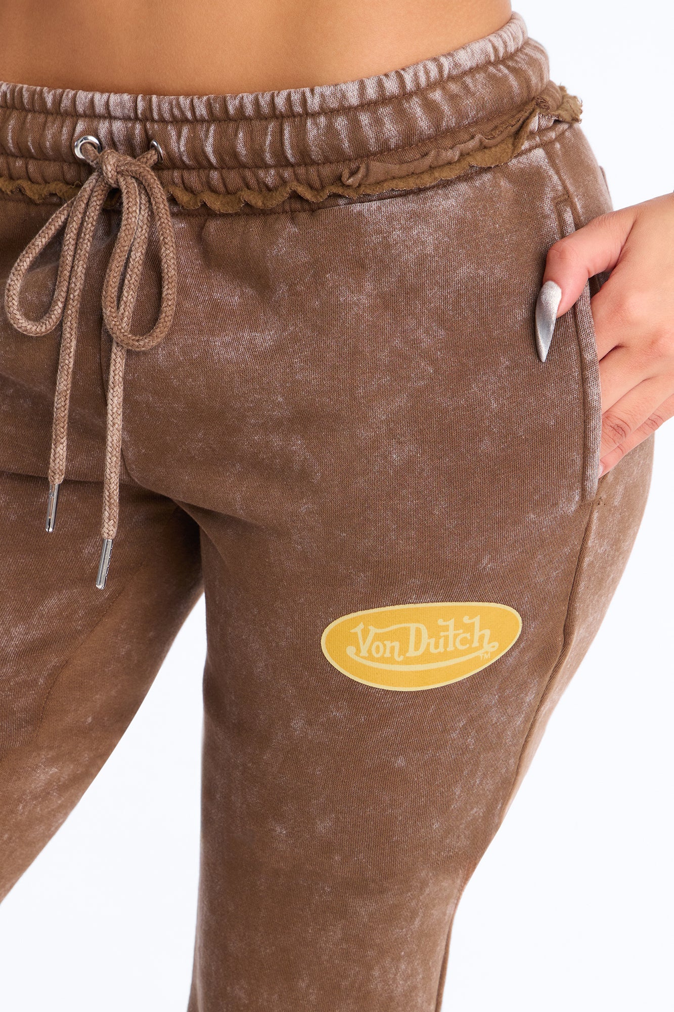 Von Dutch Western Gal Washed Flare Pants - Brown - Image 3