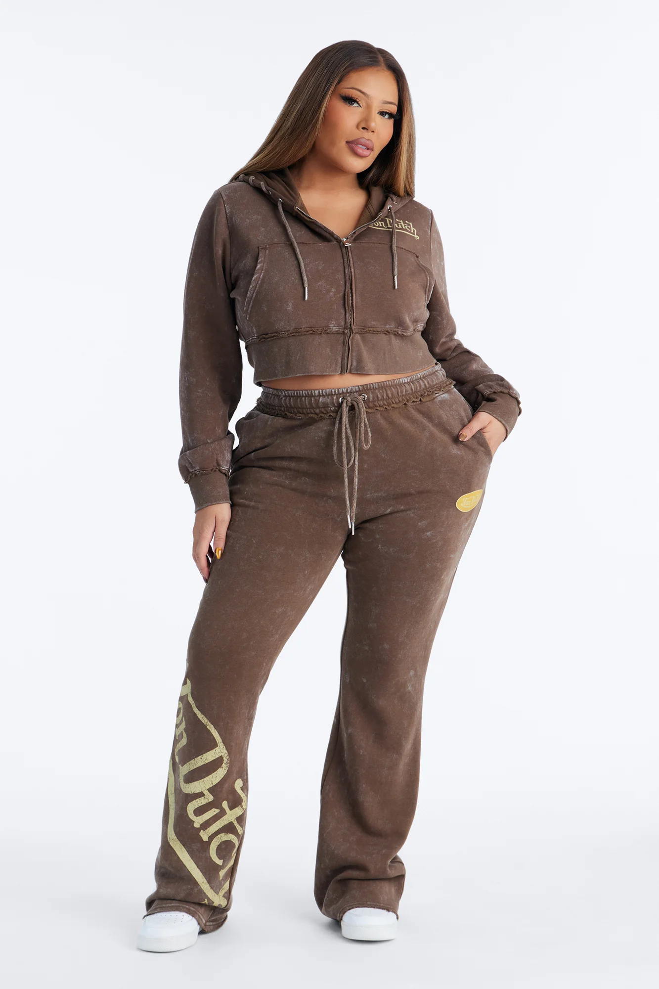 Von Dutch Western Gal Washed Flare Pants - Brown - Image 5