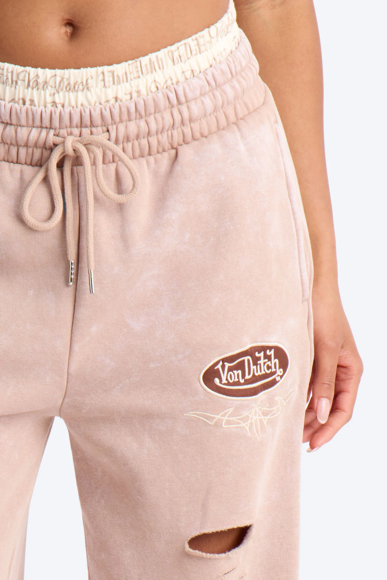 Von Dutch Wide Leg Washed Pant - Taupe - Image 3